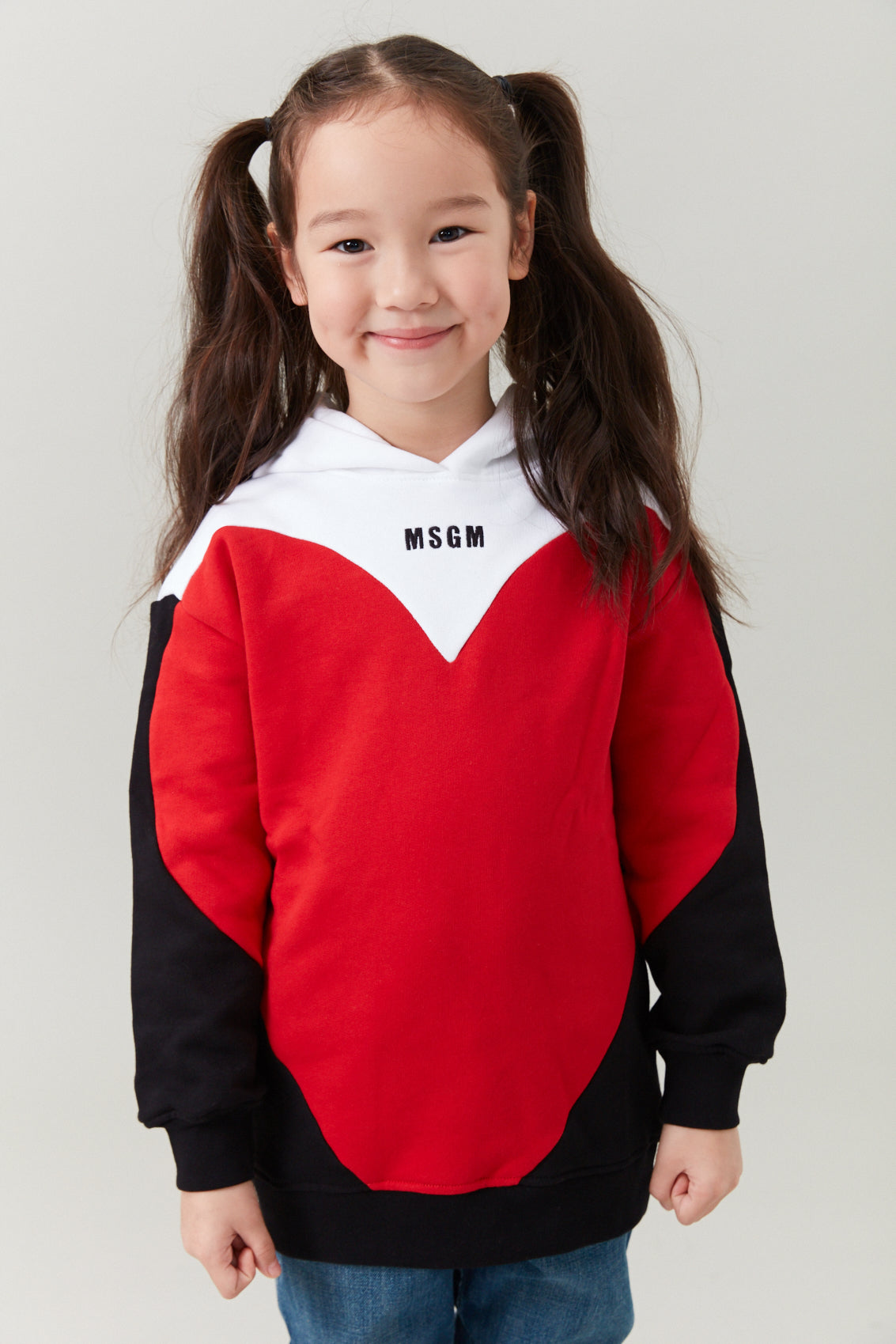 Girls Black Heart Cotton Hoodie