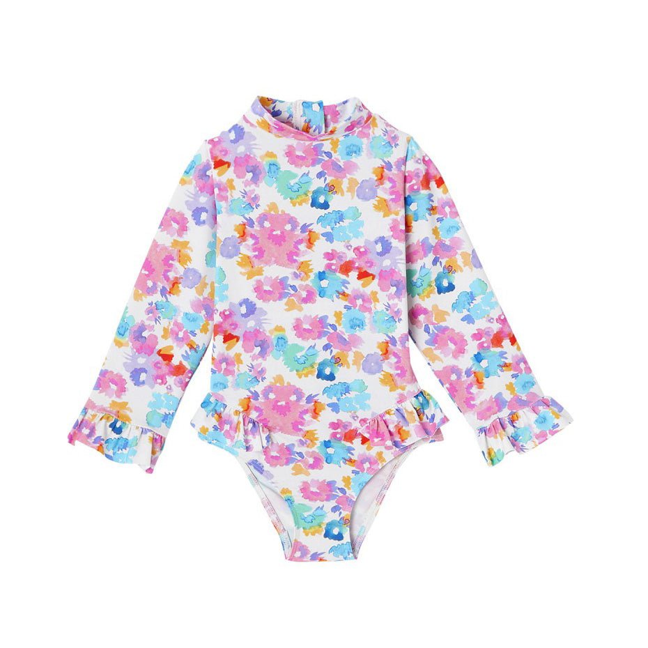 Girls Pink Floral Swimsuit