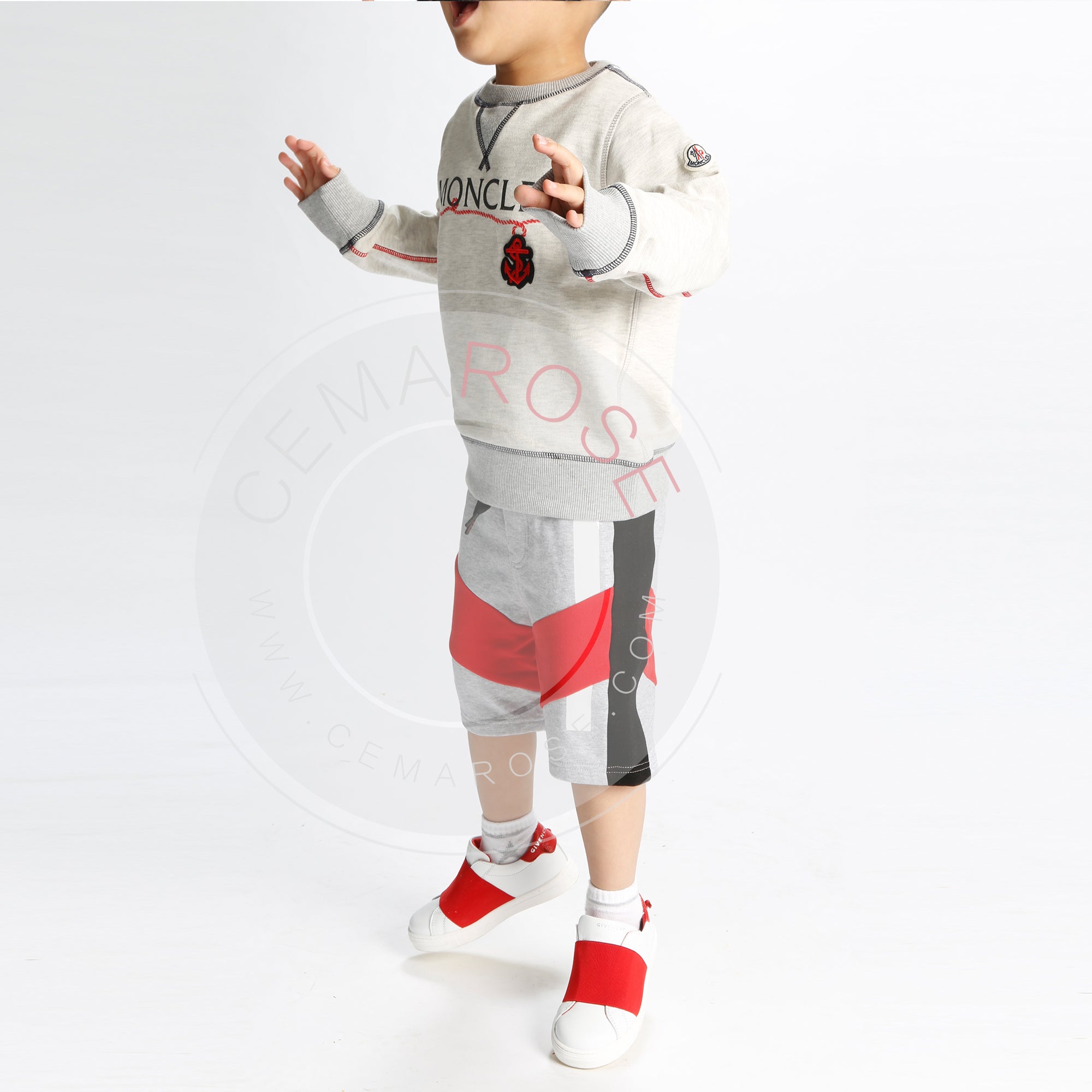 Girls White & Red Cuir Shoes