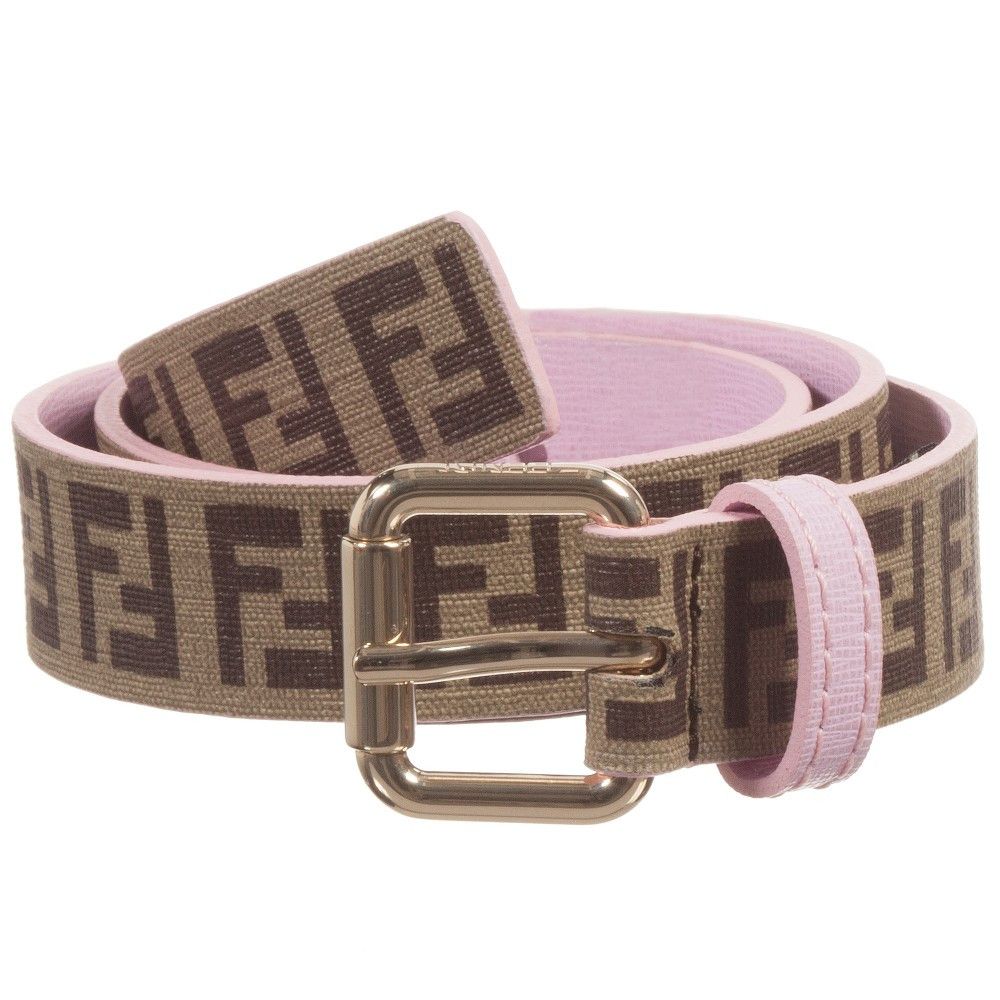 Girls Pink 'FF' Logo Metal Buckle Belt - CÉMAROSE | Children's Fashion Store - 1