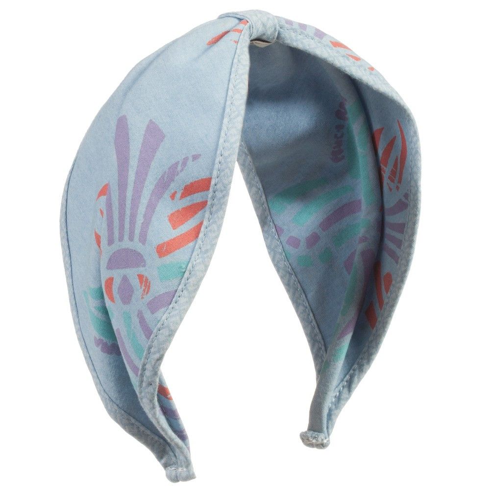Girls Light Blue Printed Hairband - CÉMAROSE | Children's Fashion Store - 1