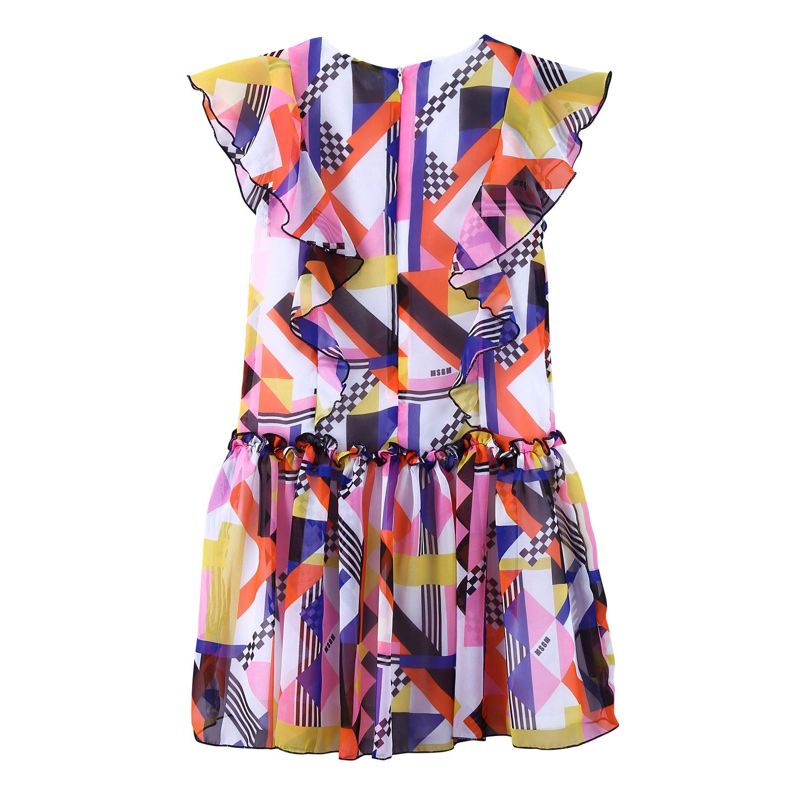 Girls Multicolor Printed Frilled Silk Dress - CÉMAROSE | Children's Fashion Store - 2