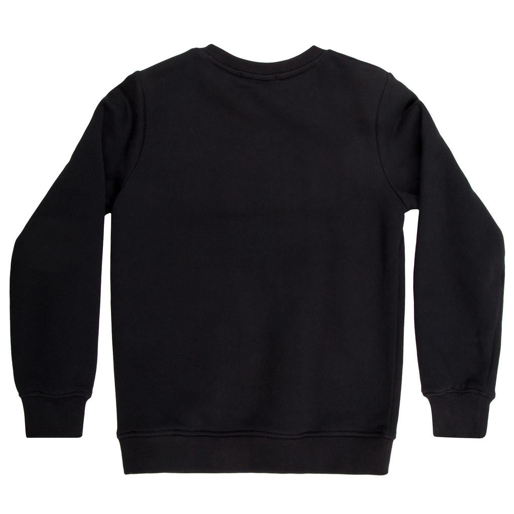 Girls Black Patch Brand Cotton Sweatshirt - CÉMAROSE | Children's Fashion Store - 2