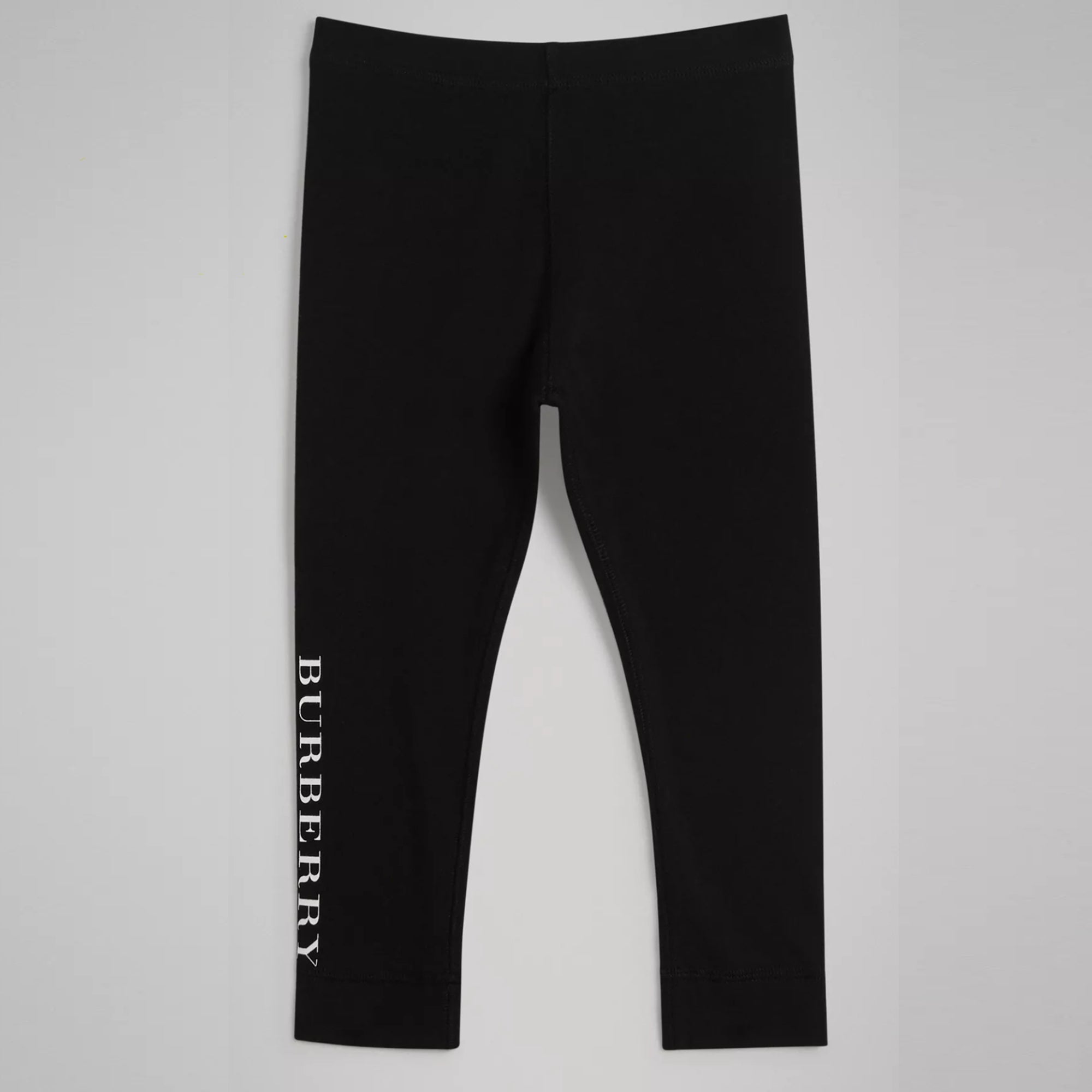 Girls Black Logo Cotton Leggings