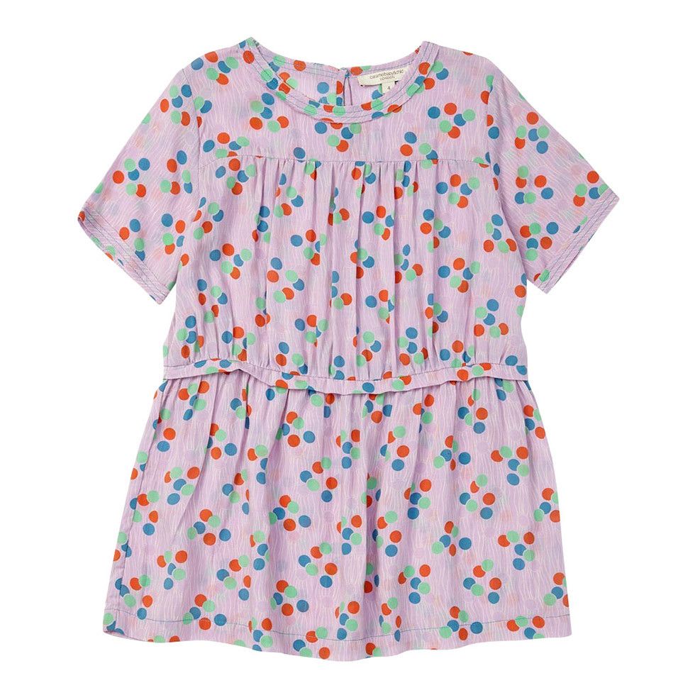 Girls Purple Woven Dress With Dotty Print Trims - CÉMAROSE | Children's Fashion Store