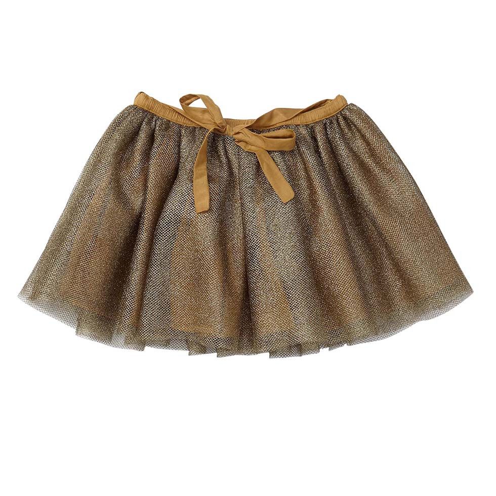 Girls Gold Muti Layered Tulle Skirt With Bow Trims - CÉMAROSE | Children's Fashion Store