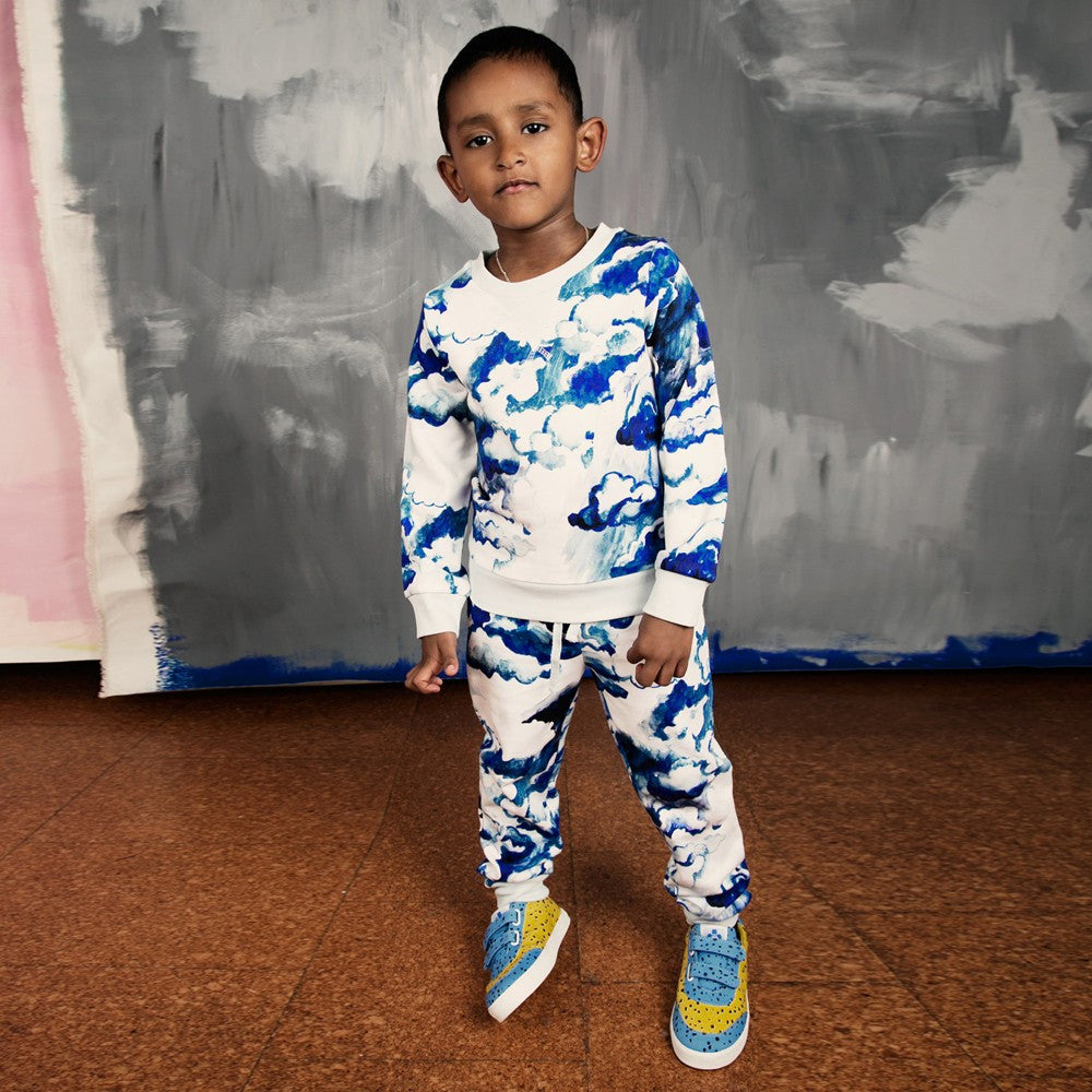 Girls Dark Blue Seas Of Clouds Printed Sweatshirt - CÉMAROSE | Children's Fashion Store - 2