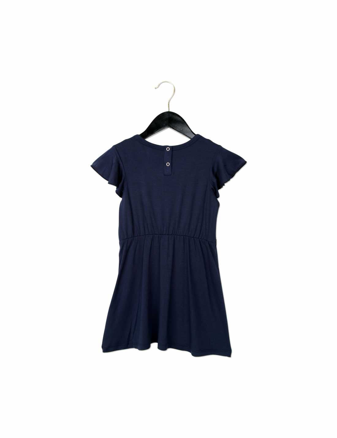 Girls Dark Blue Frilly Cuffs Dress With Clouds Print - CÉMAROSE | Children's Fashion Store - 2