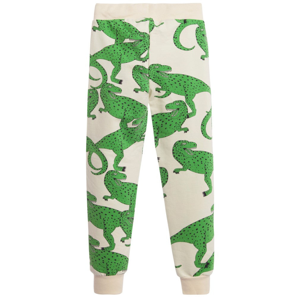 Girls White Cotton Trouser With Green T-Rex Print - CÉMAROSE | Children's Fashion Store - 2