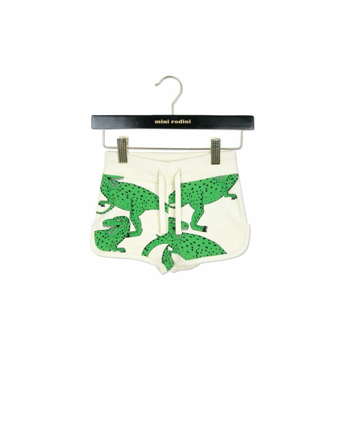 Girls White Cotton Short With Green T-Rex Print - CÉMAROSE | Children's Fashion Store - 1