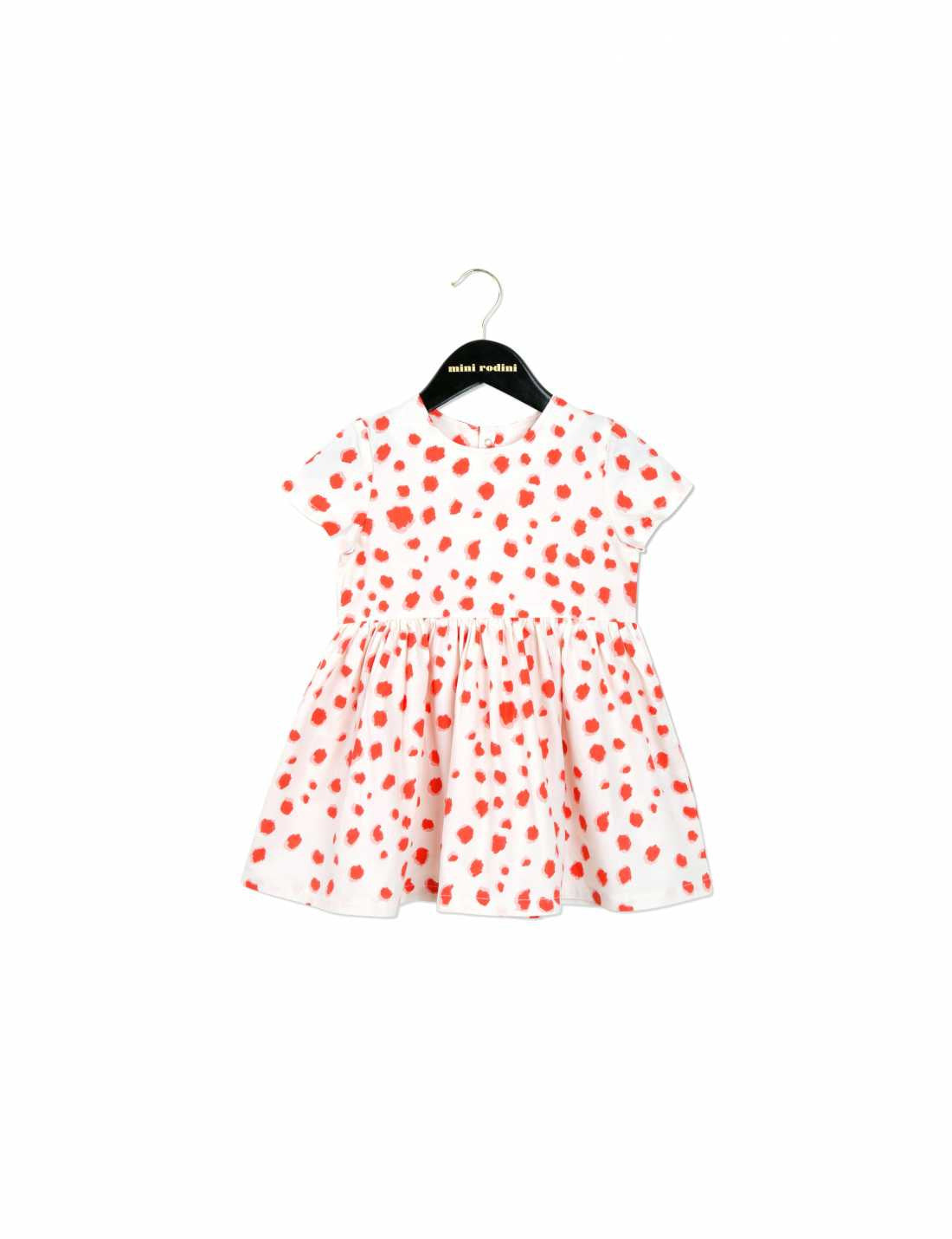 Girls White Cotton Dress With Red Spot Print - CÉMAROSE | Children's Fashion Store - 1