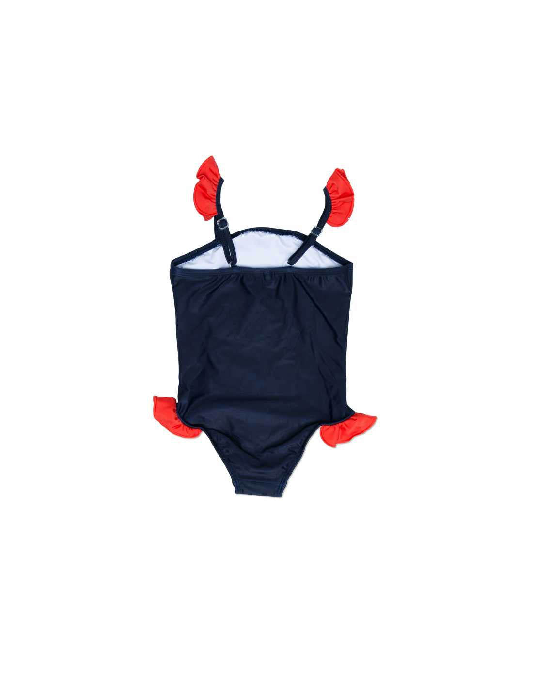 Girls Dark Blue Cotton Swinsuit With Solid Wing Trims - CÉMAROSE | Children's Fashion Store - 2