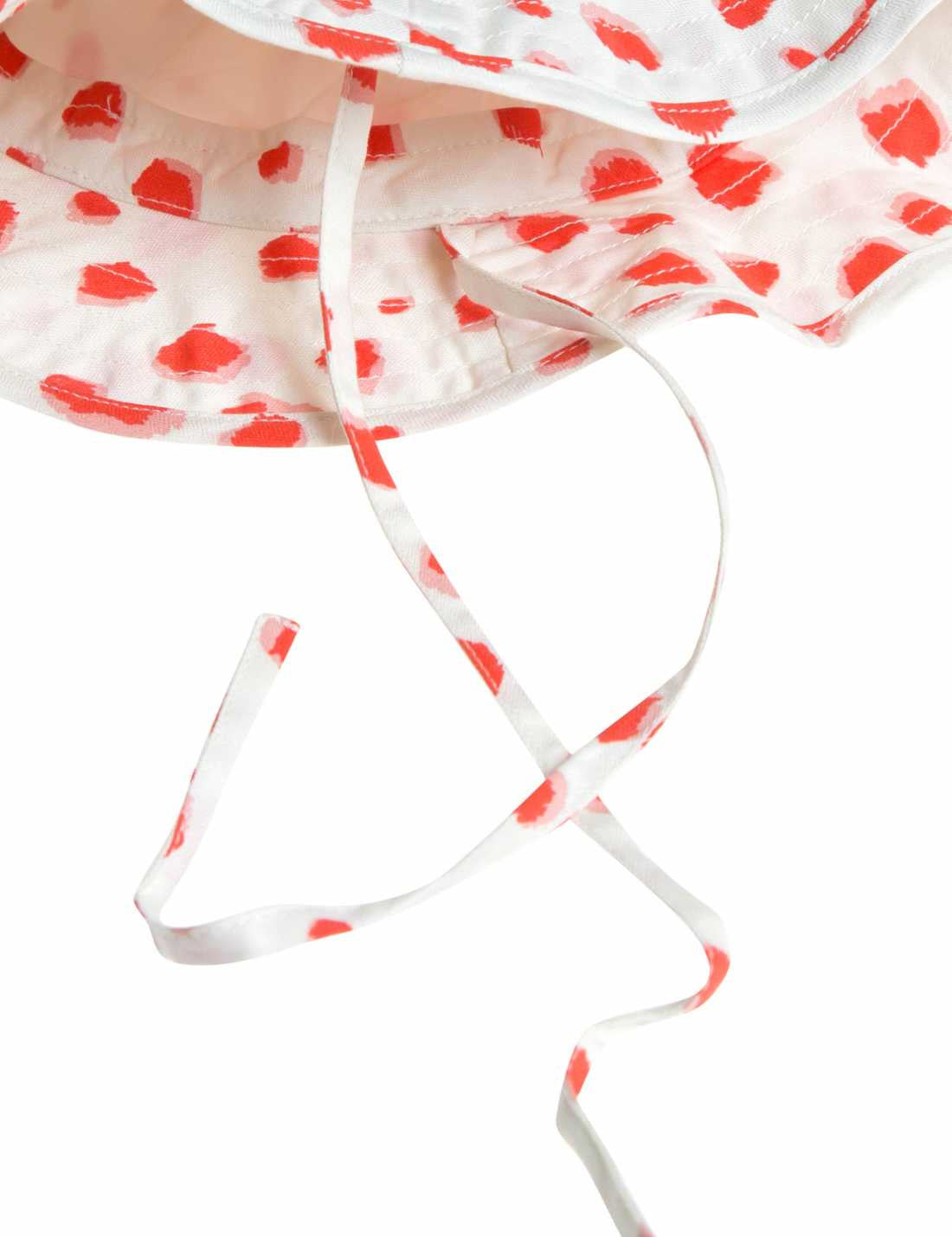 Baby White Sun Hat With Red Spot Print Trims - CÉMAROSE | Children's Fashion Store - 2