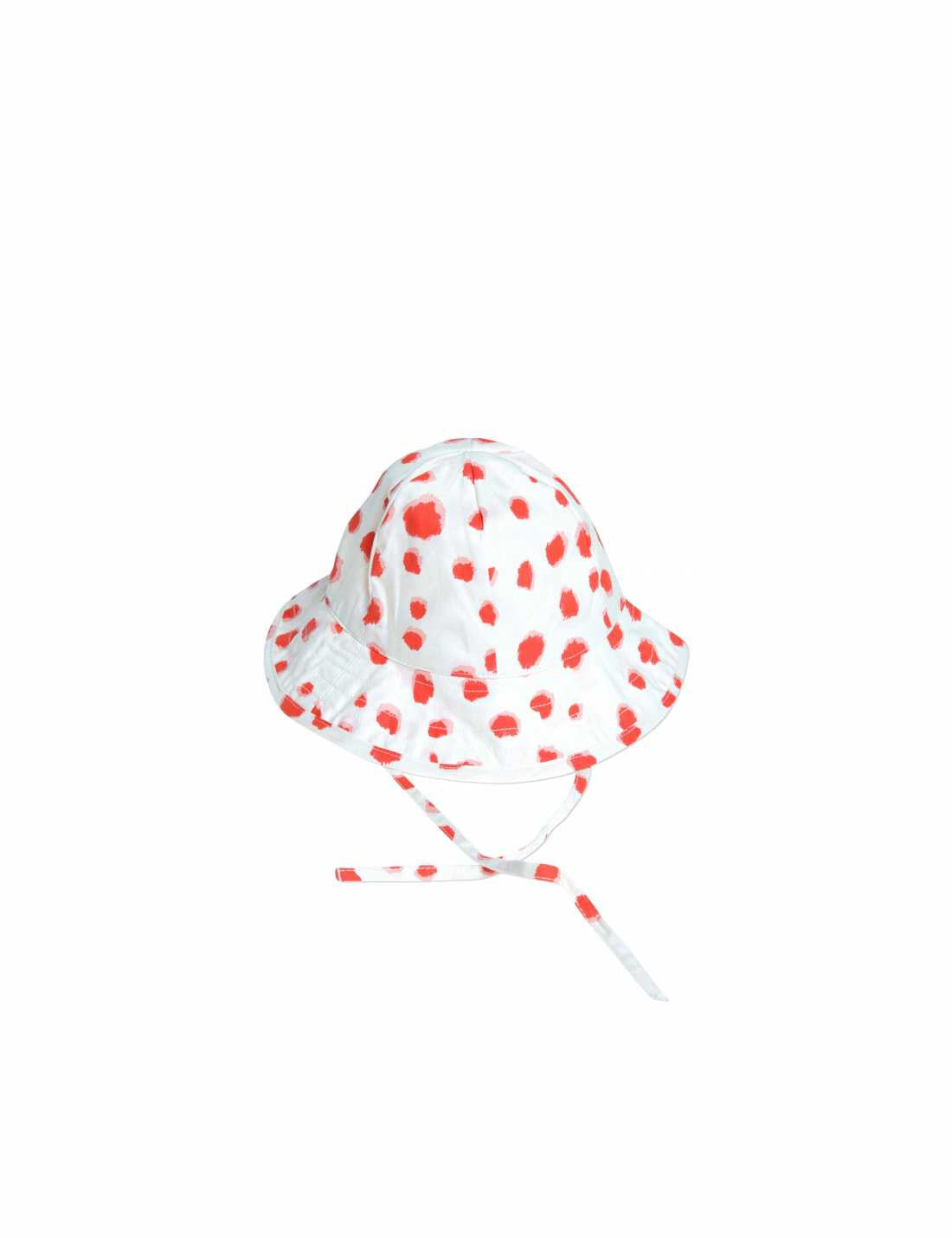 Baby White Sun Hat With Red Spot Print Trims - CÉMAROSE | Children's Fashion Store - 1