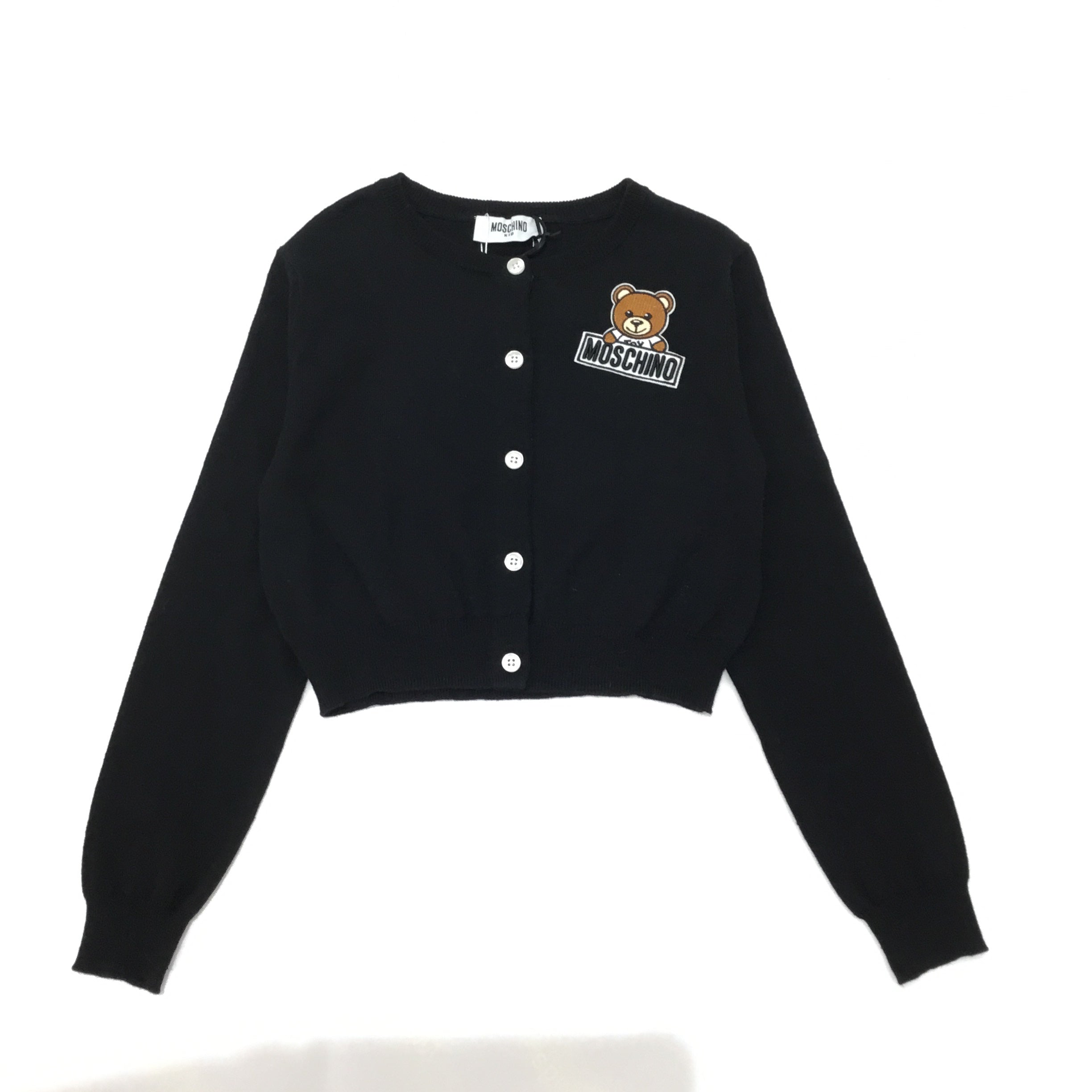 Girls Black Cotton Cardigan