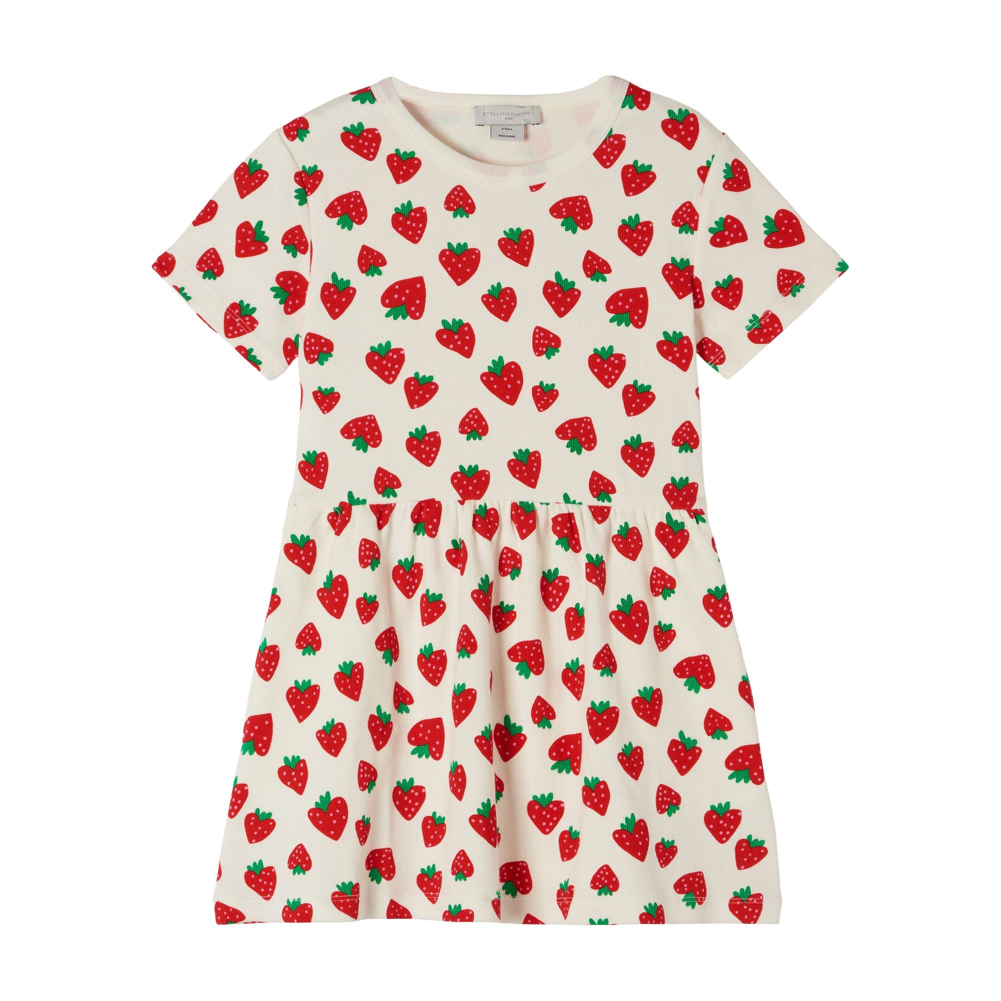 Girls White Cotton Strawberry Dress