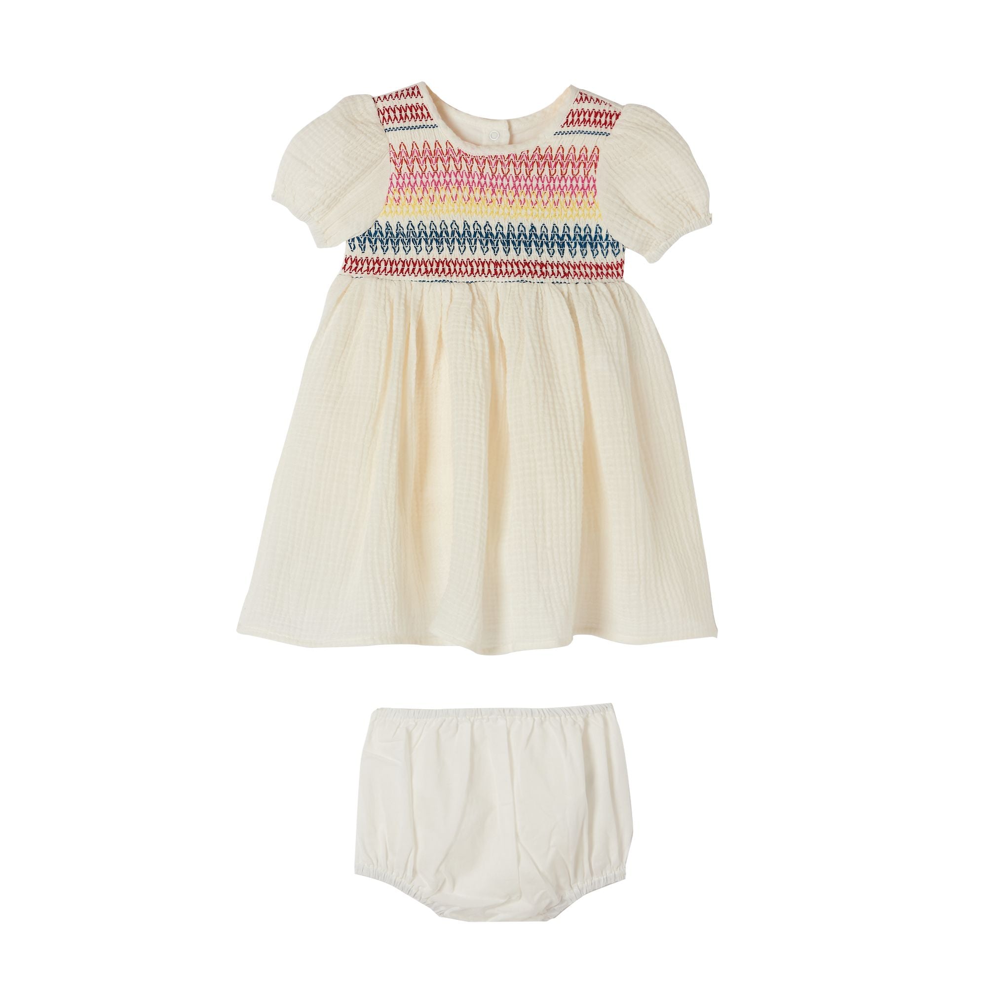 Baby Girls White Cotton Dress Set