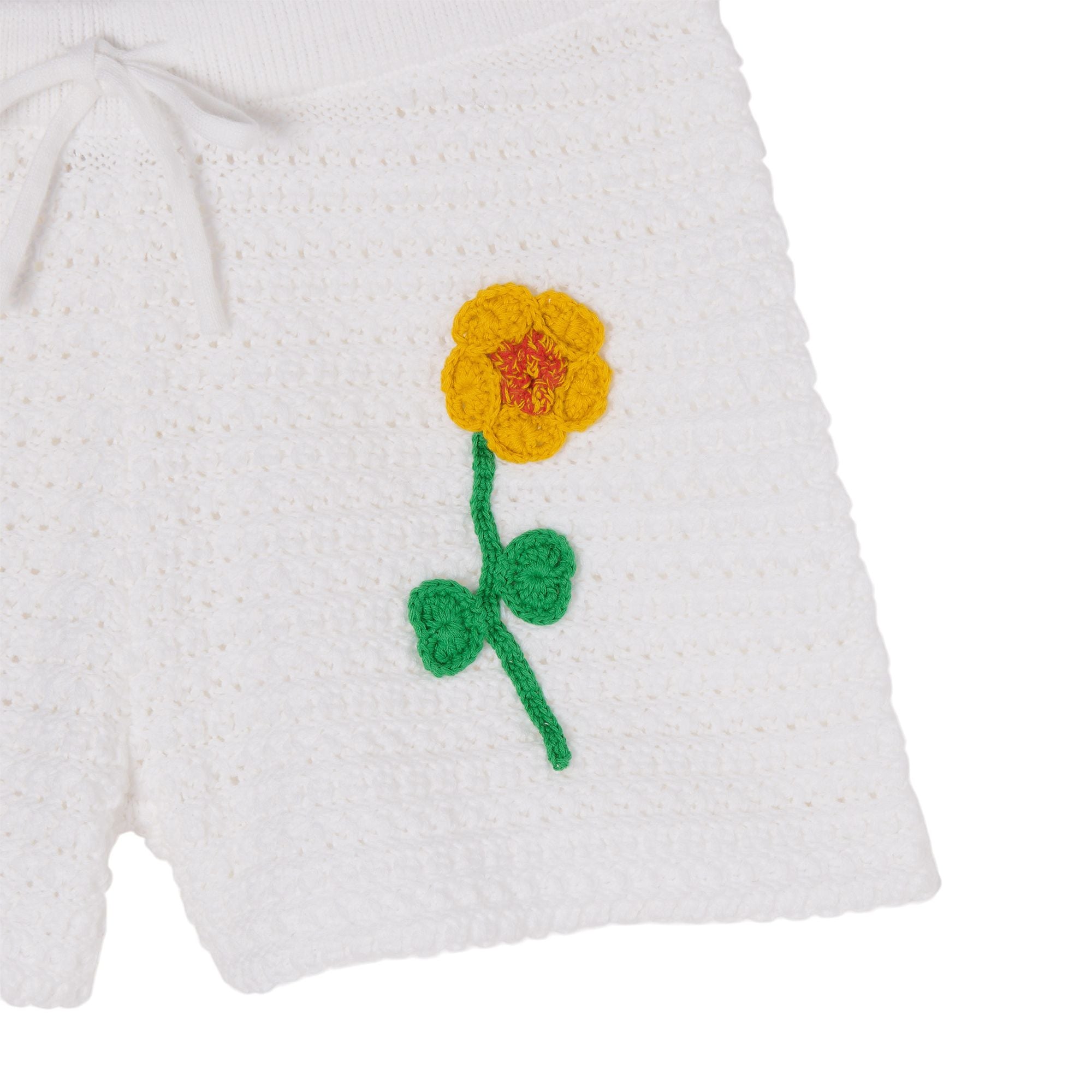 Girls White Flower Short