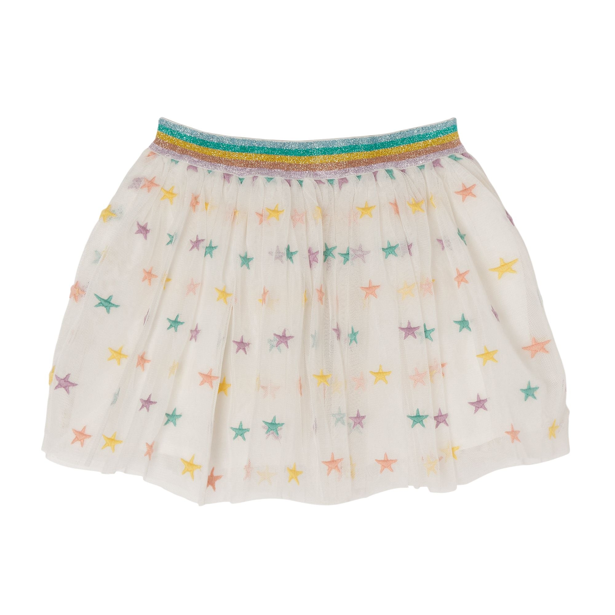 Girls White Star Tulle Skirt
