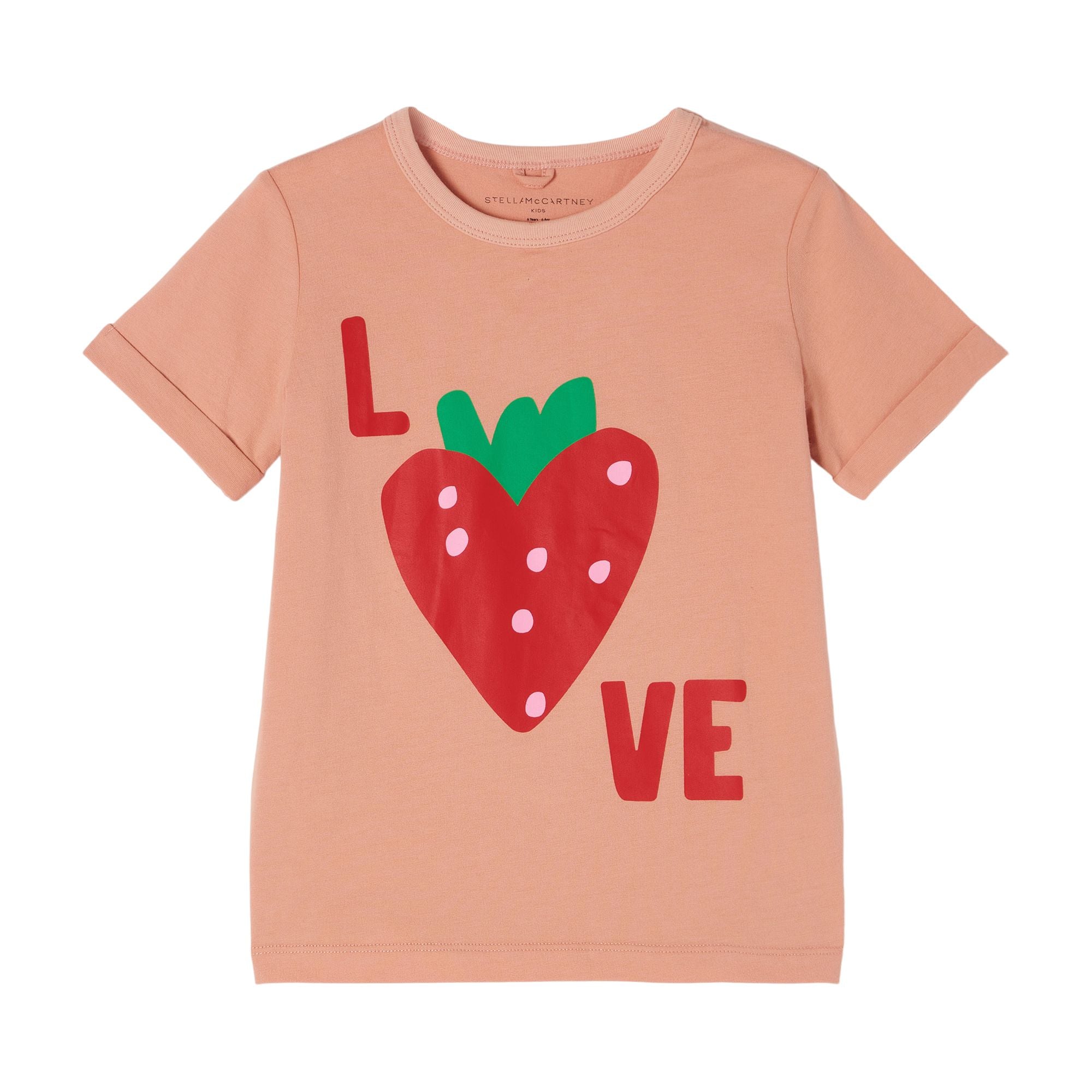 Girls Pink Strawberry Cotton T-Shirt