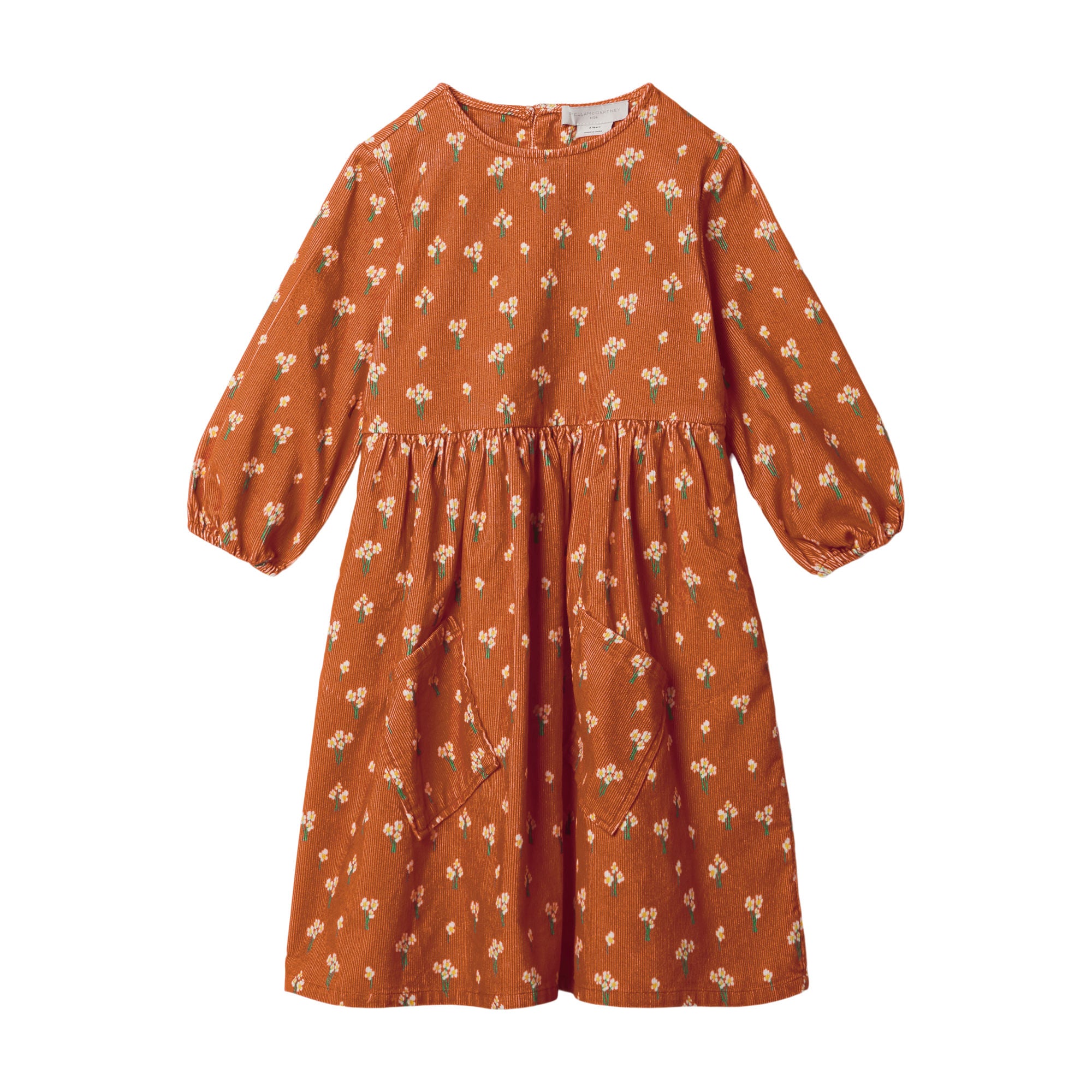 Girls Caramel Floral Cotton Dress