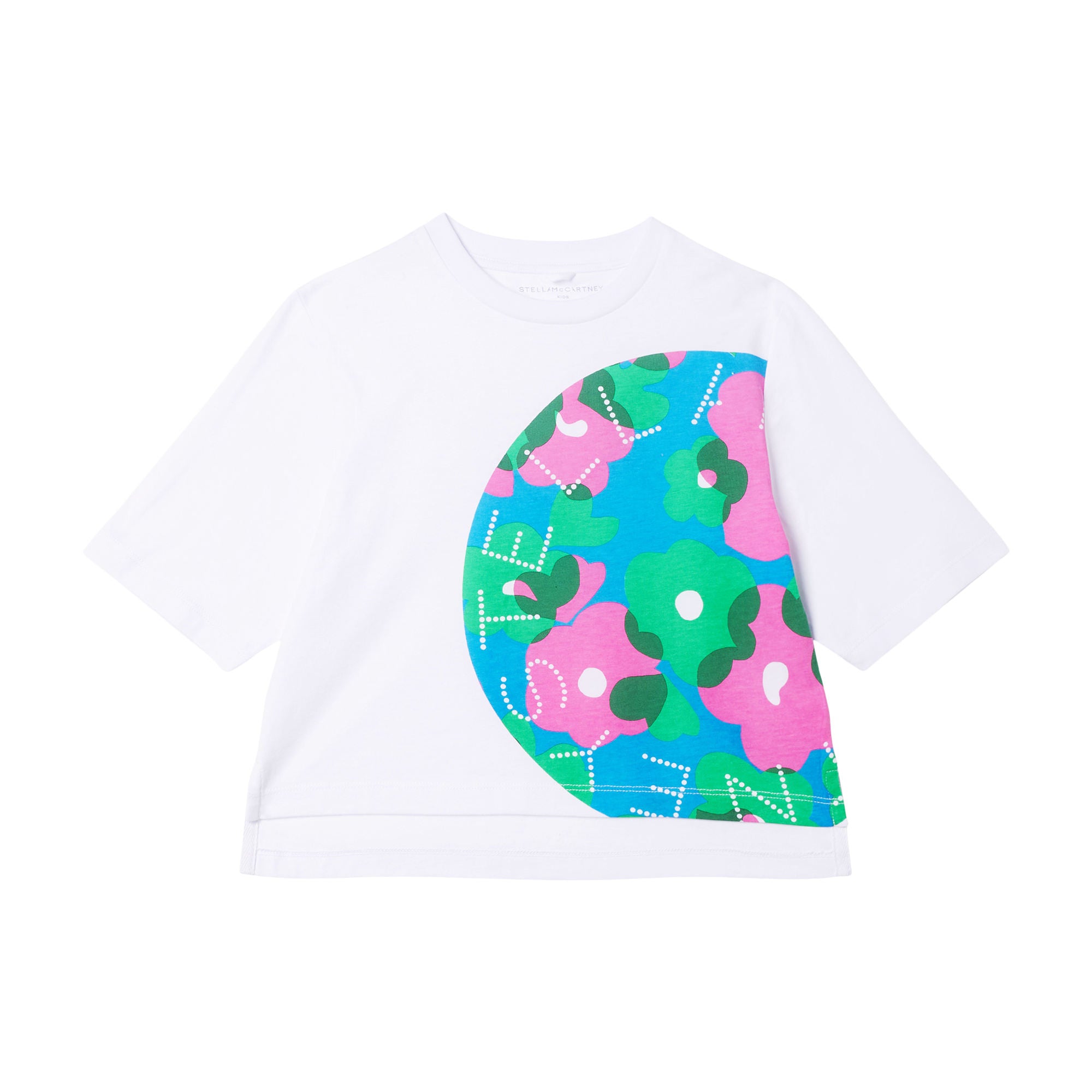 Girls White Printed Cotton T-Shirt