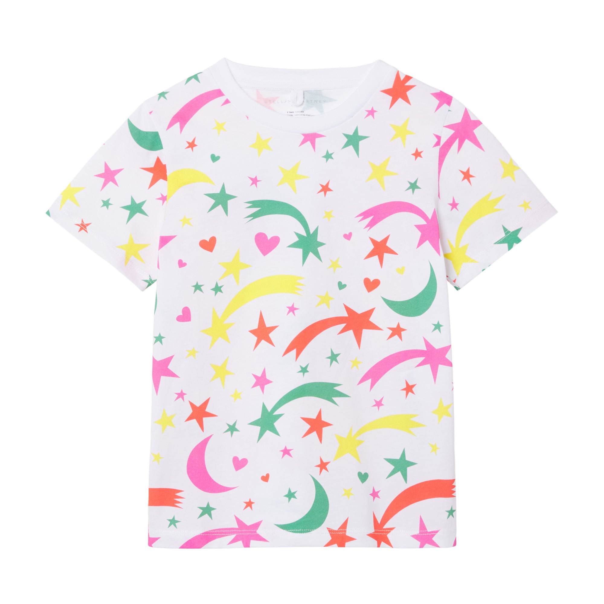 Girls White Printed Cotton T-Shirt