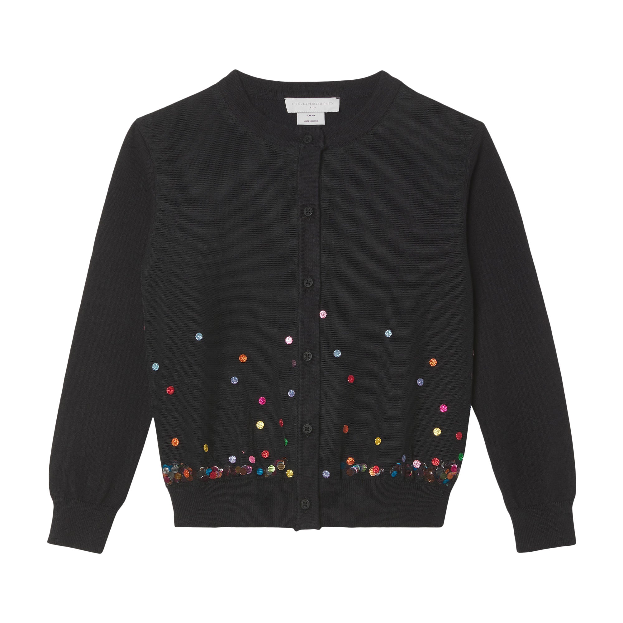 Girls Black Sequins Cardigan