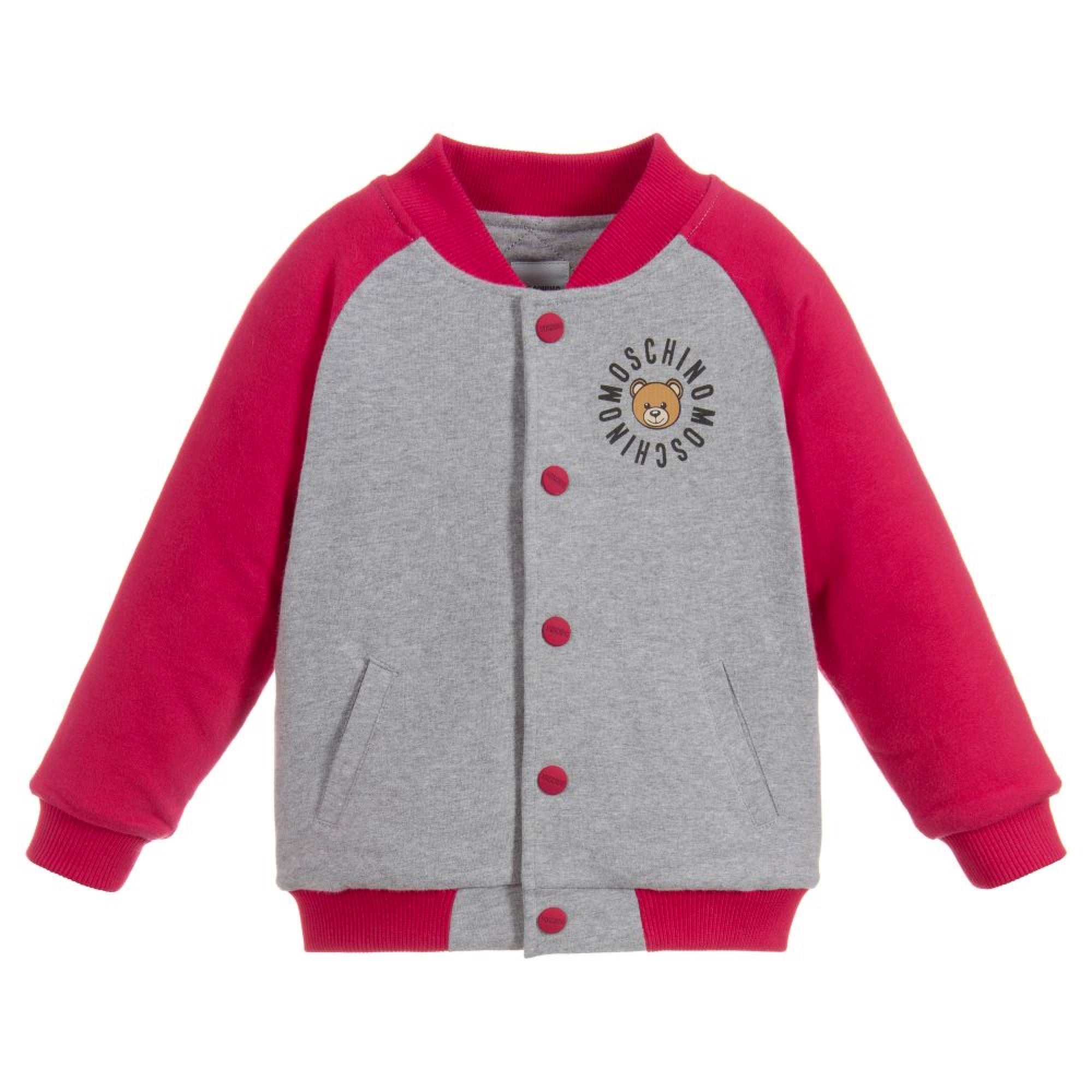 Baby Girls Grey & Red Cotton Cardigan