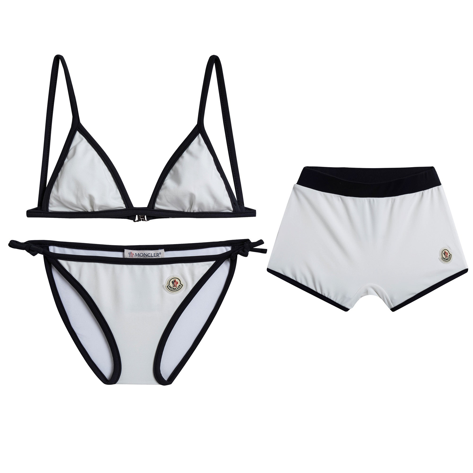 Girls White Bikini & Shorts (3 Piece)
