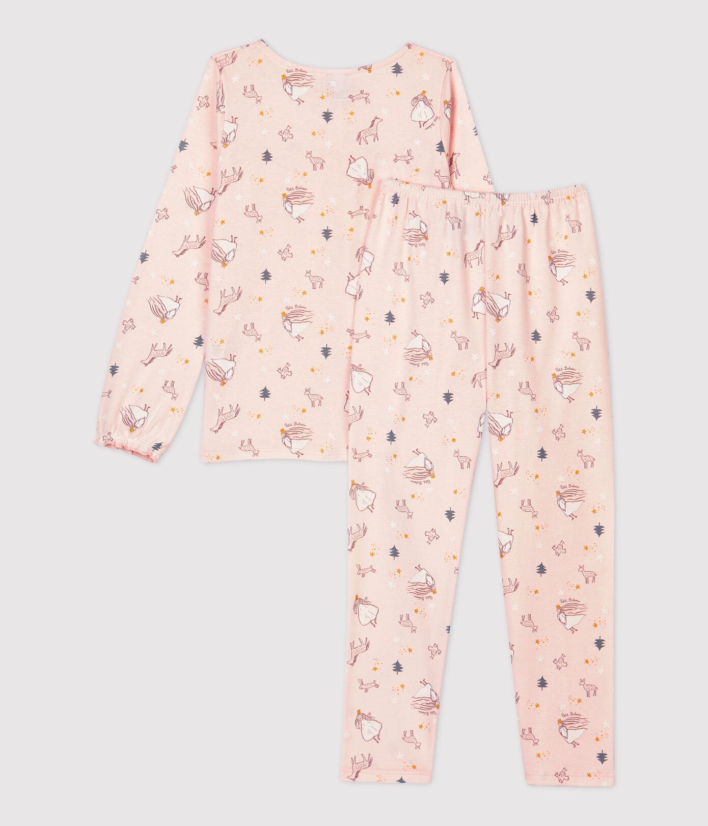 Girls Pink Printed Cotton Nightwear Set