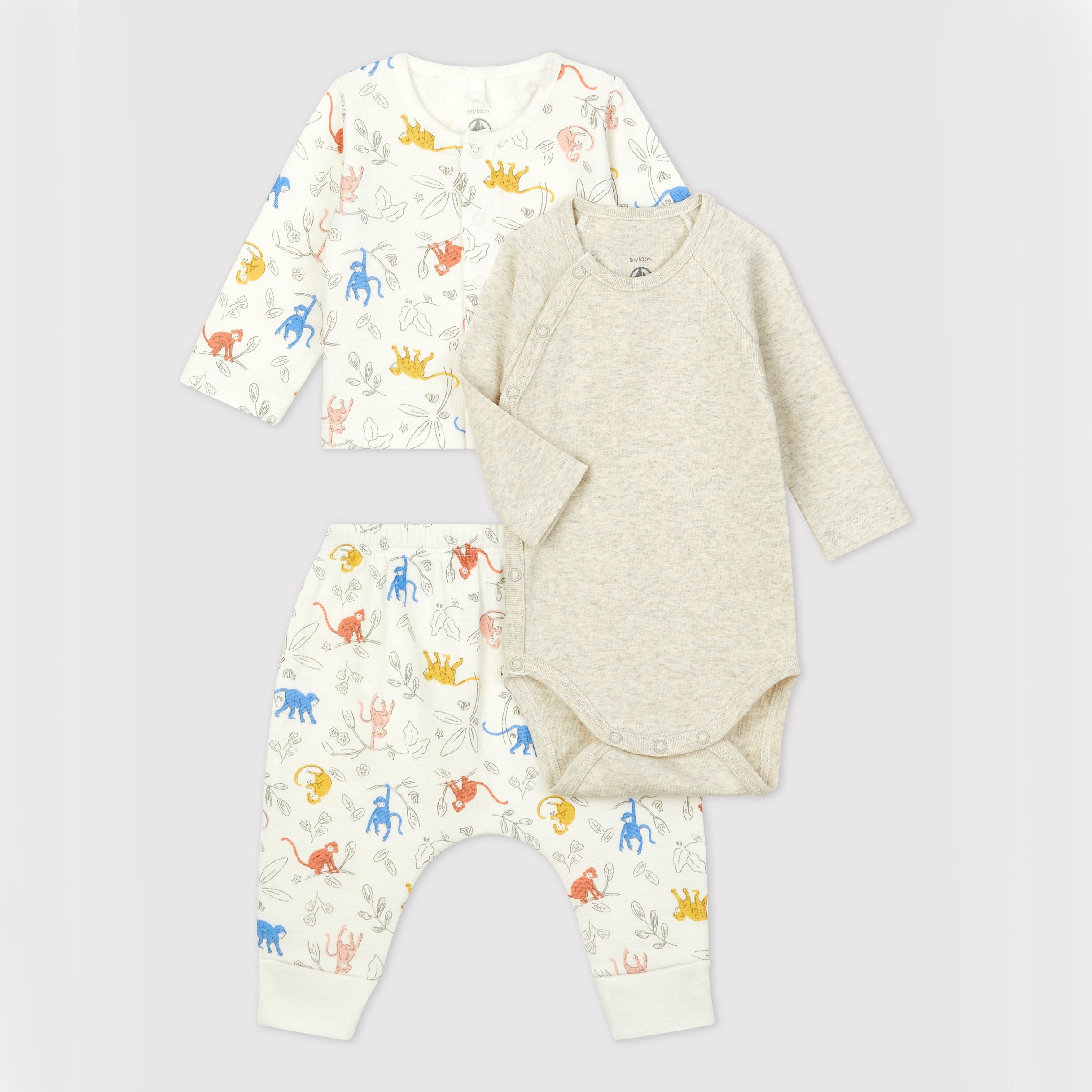 Baby Girls Grey & White Cotton Babysuit Set (2 Pack)