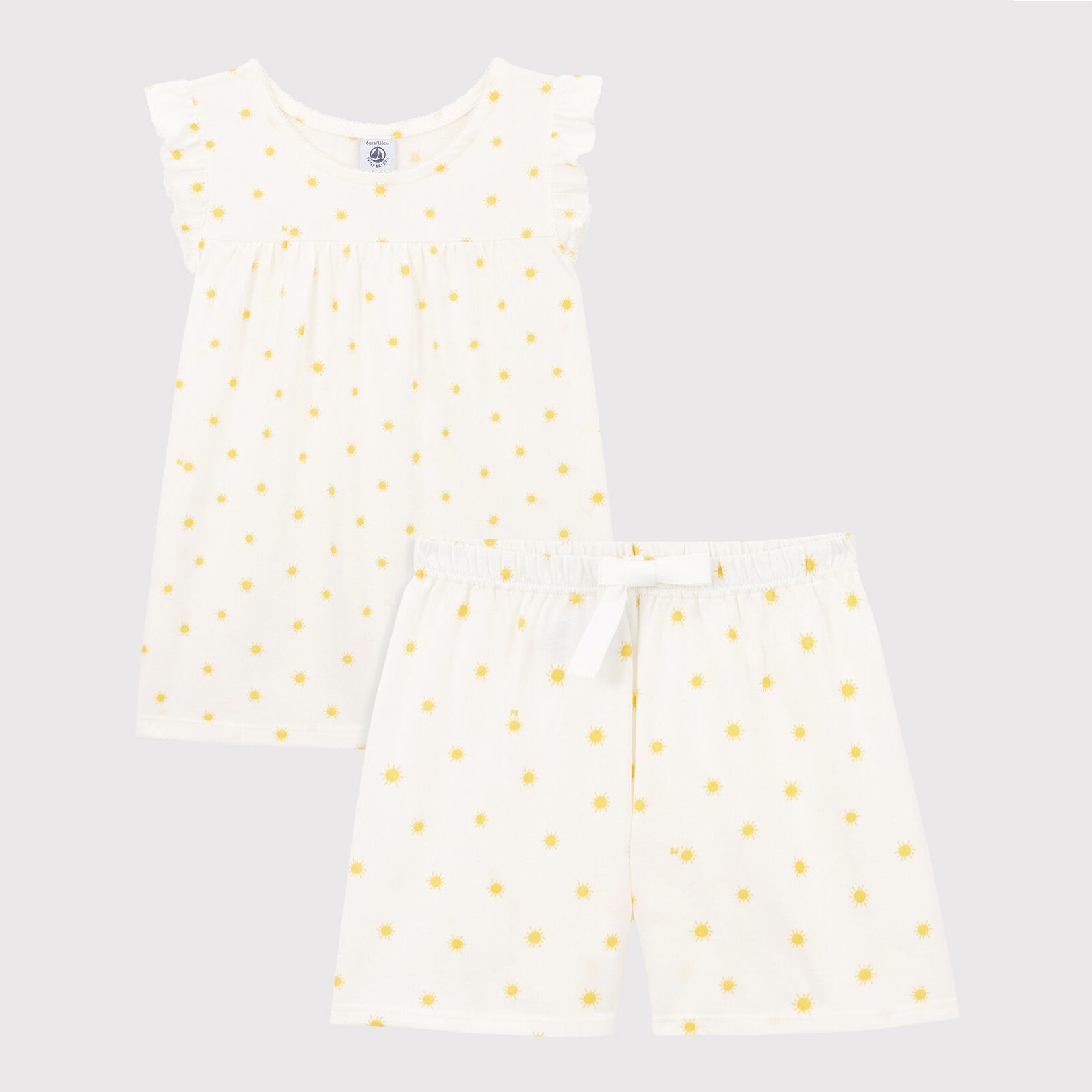 Girls White Printed Cotton Nightwear Set