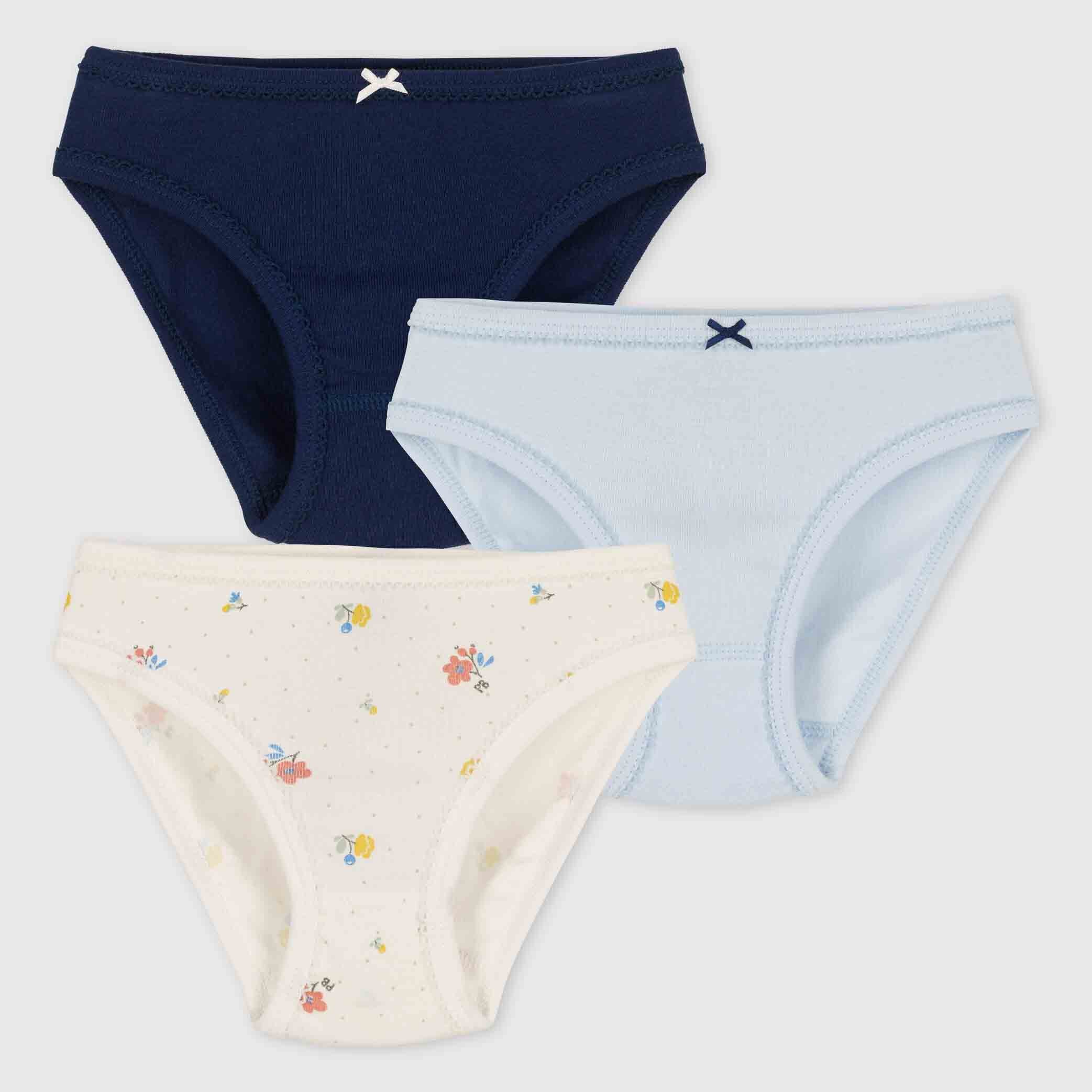 Girls Blue Cotton Underwear Set (3 Pack)