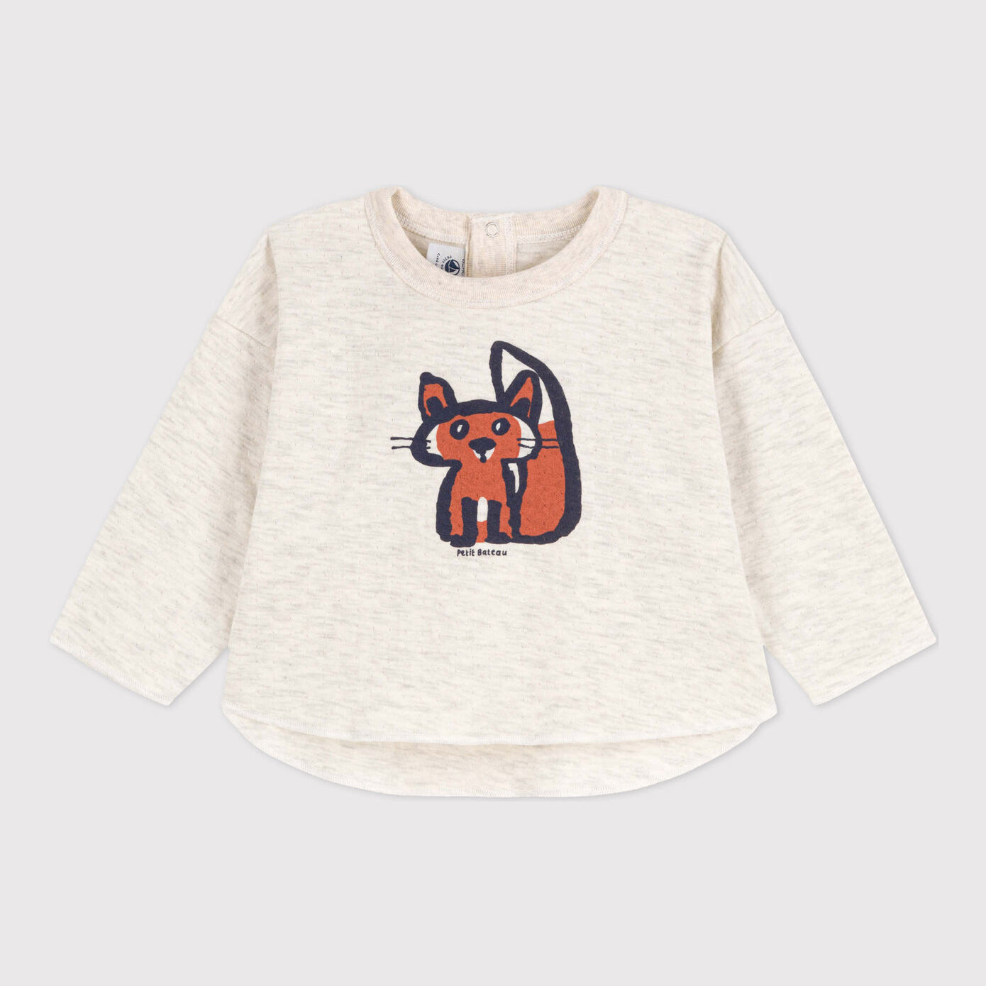 Baby Boys & Girls Light Grey Printed Cotton T-Shirt