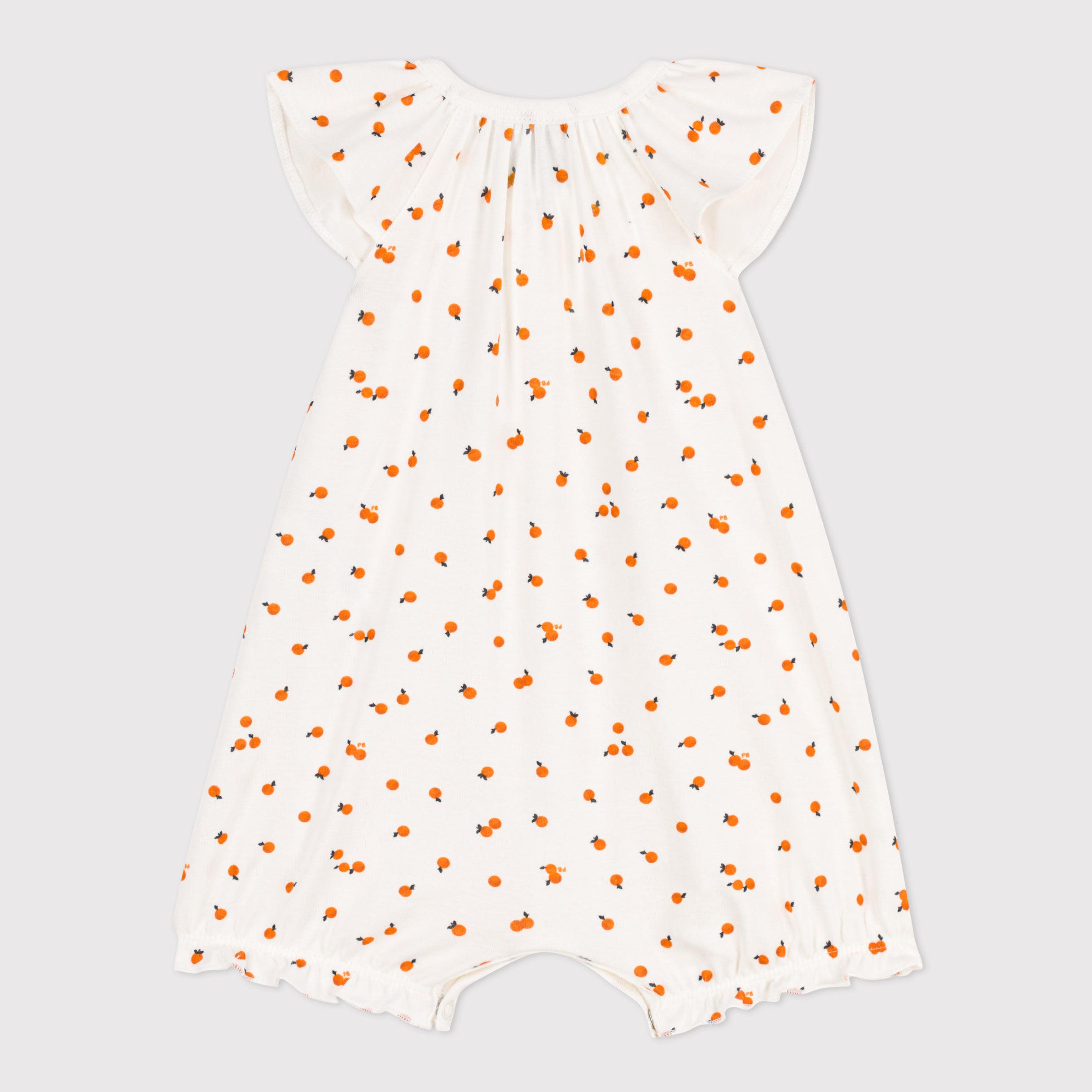 Baby Girls White Orange Printed Cotton Babysuit