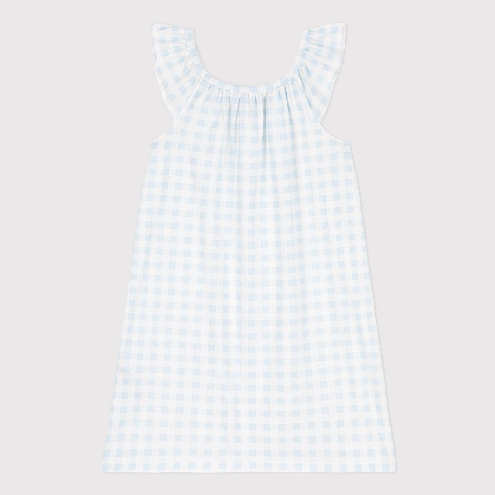Girls Light Blue Check Nightwear Dress