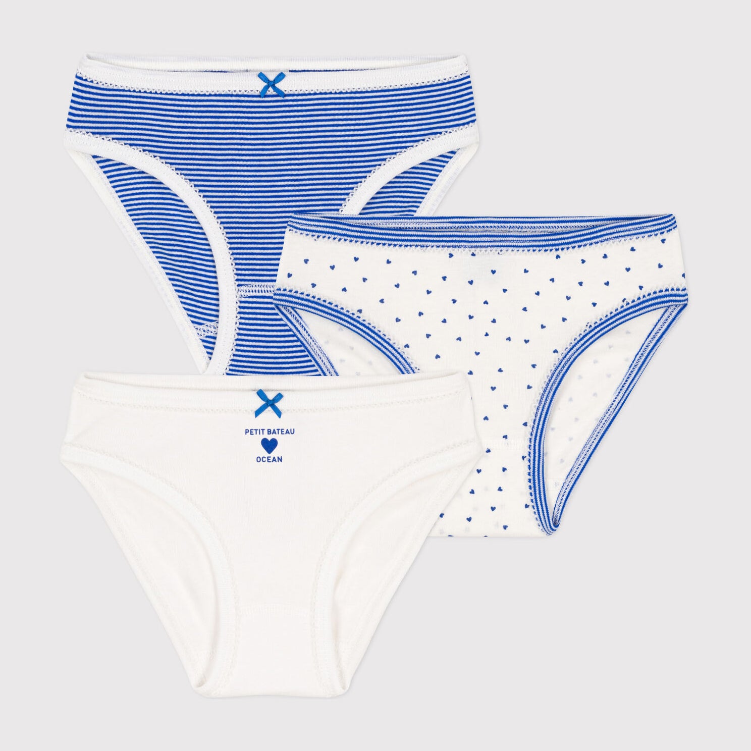 Girls Blue Stripes Cotton Underwear Set(3 Pack)