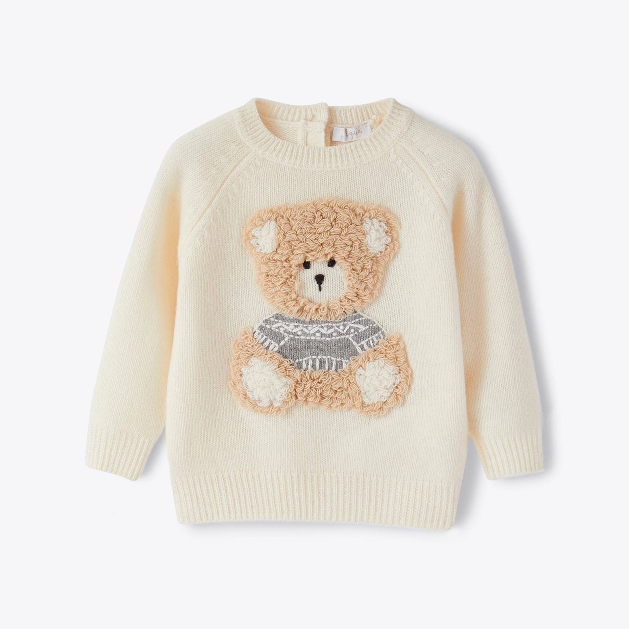 Girls White Bear Wool Sweater
