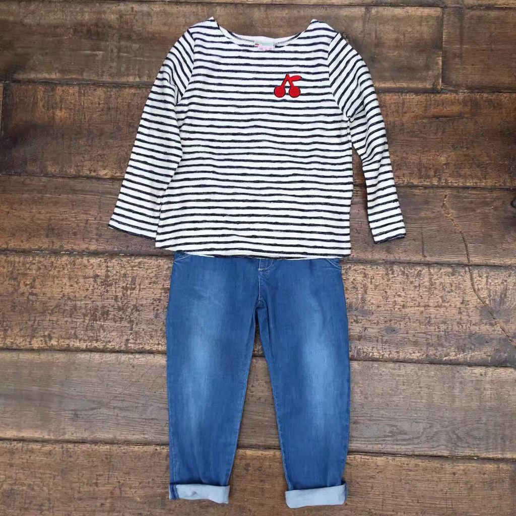 女大童条纹长袖T恤 - CÉMAROSE | Children's Fashion Store