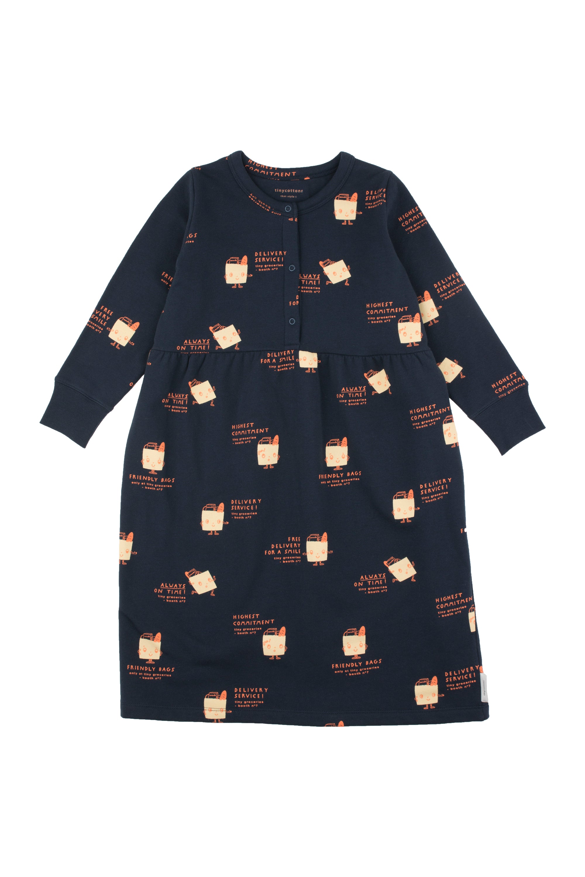 Girls Navy & Eggnog Cotton Dress