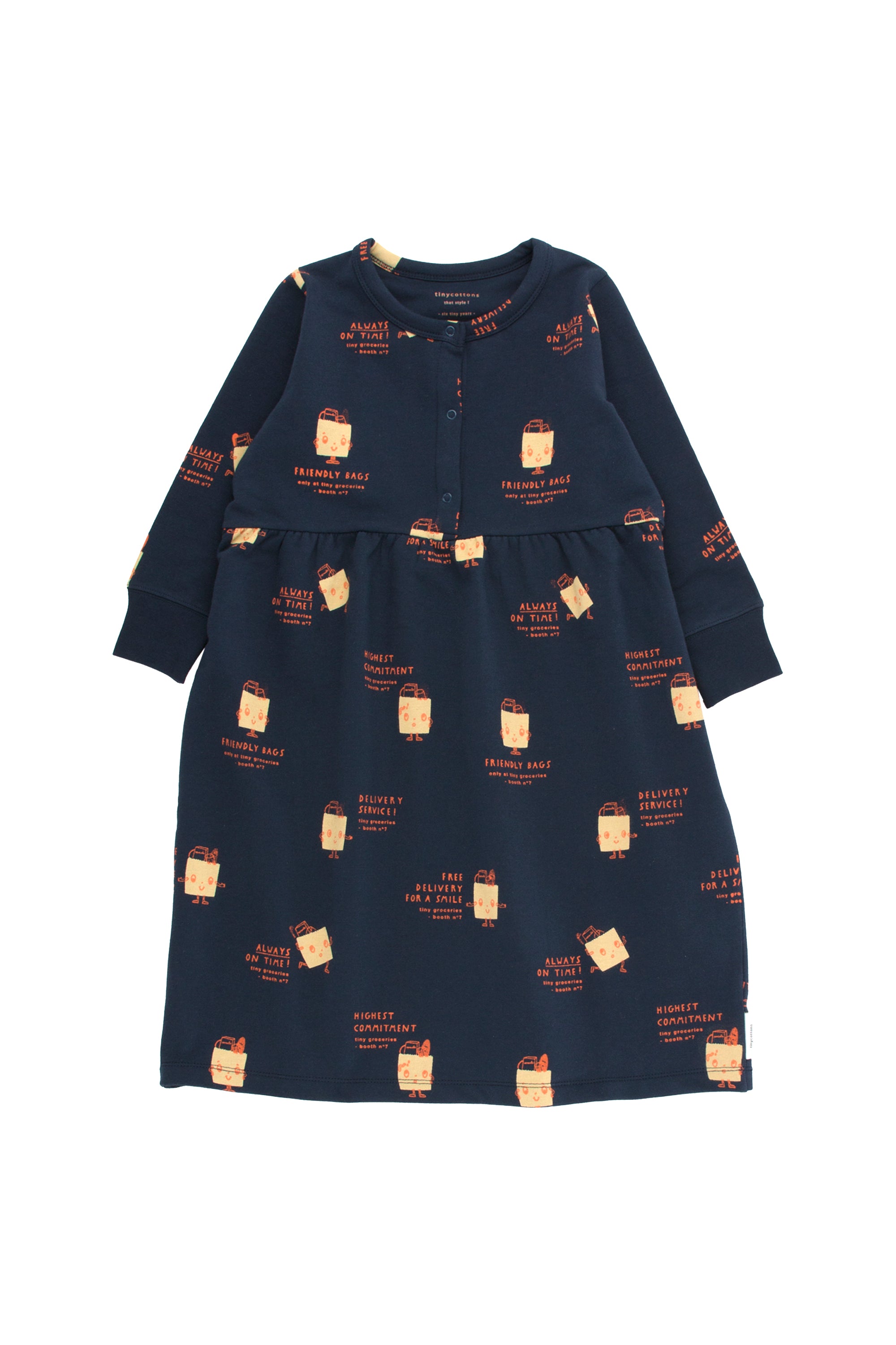 Girls Navy & Eggnog Cotton Dress
