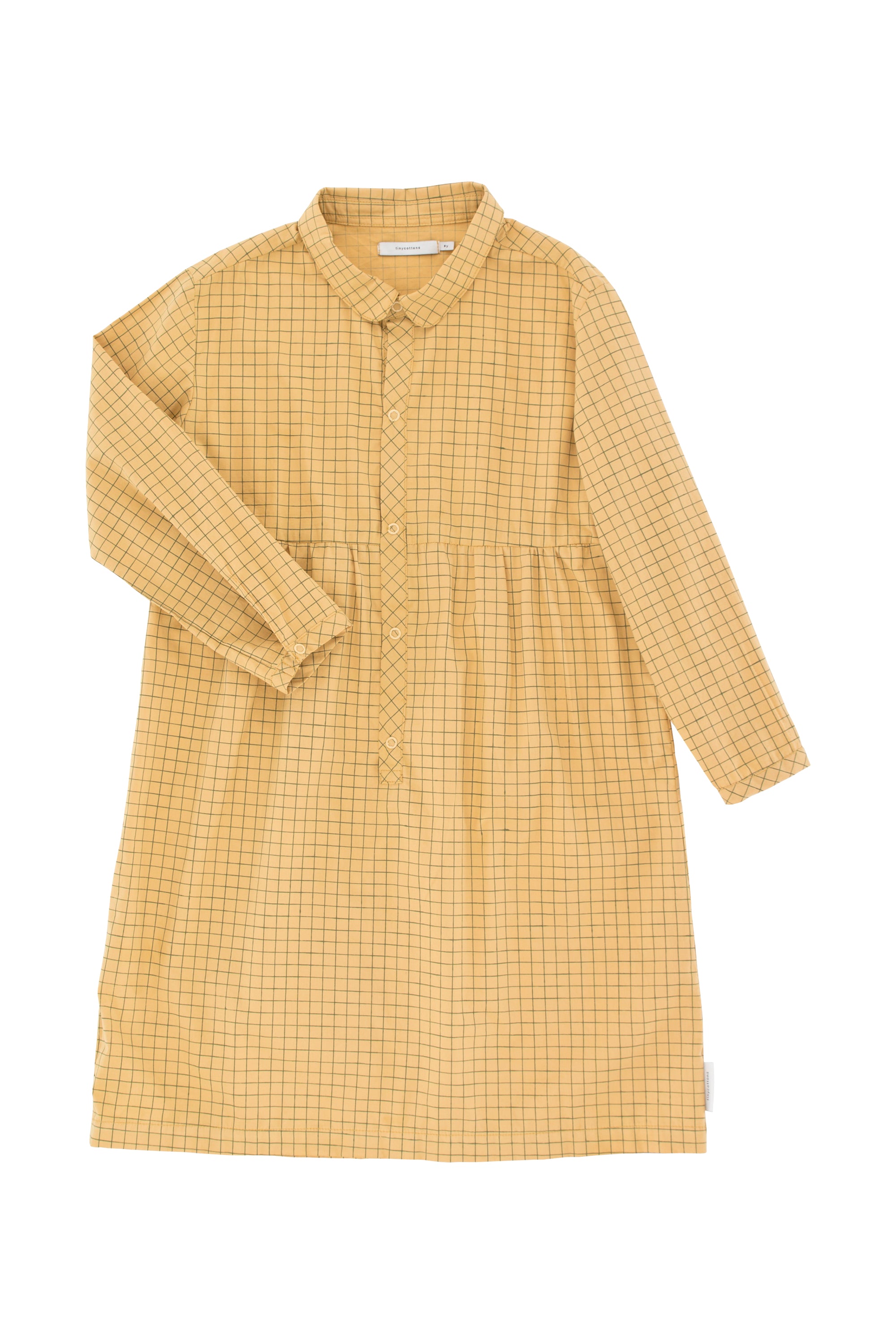 Girls Yellow Check Cotton Dress