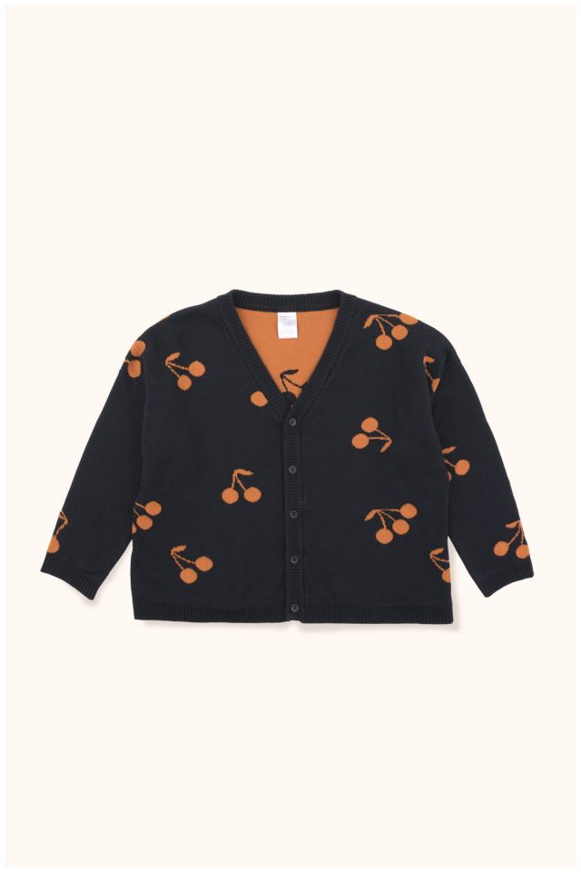 Girls Navy & Red Cotton Cardigan