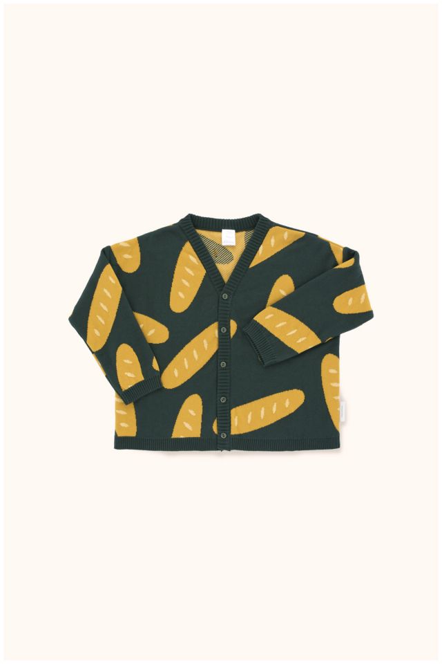 Girls & Boys Mustard & Dark Green Cotton Cardigan