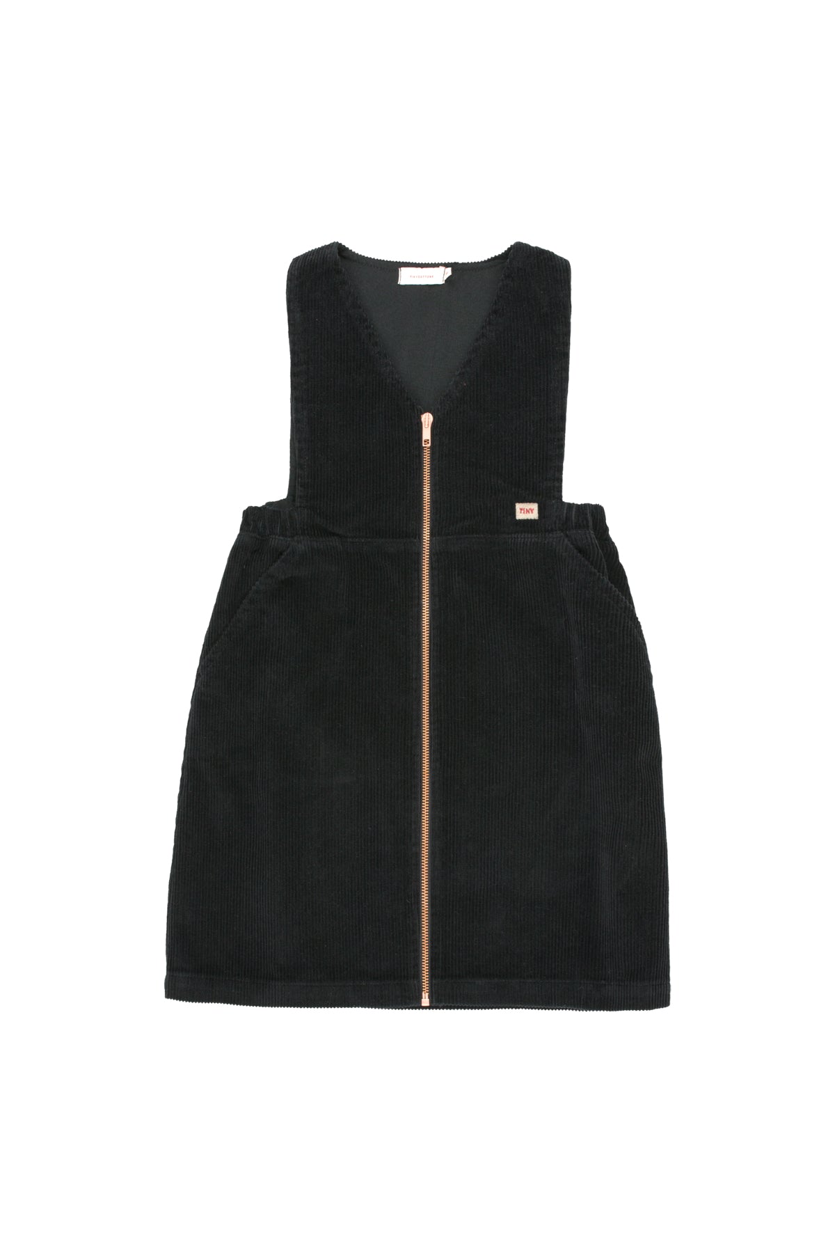 Girls Black V-neck Cotton Dress