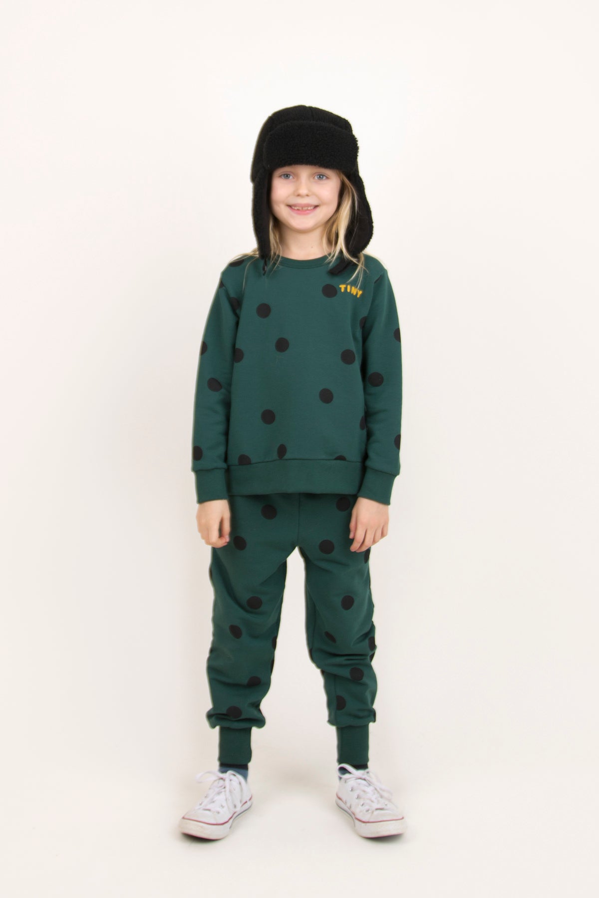 Boys & Girls Dark Green Dots Leggings