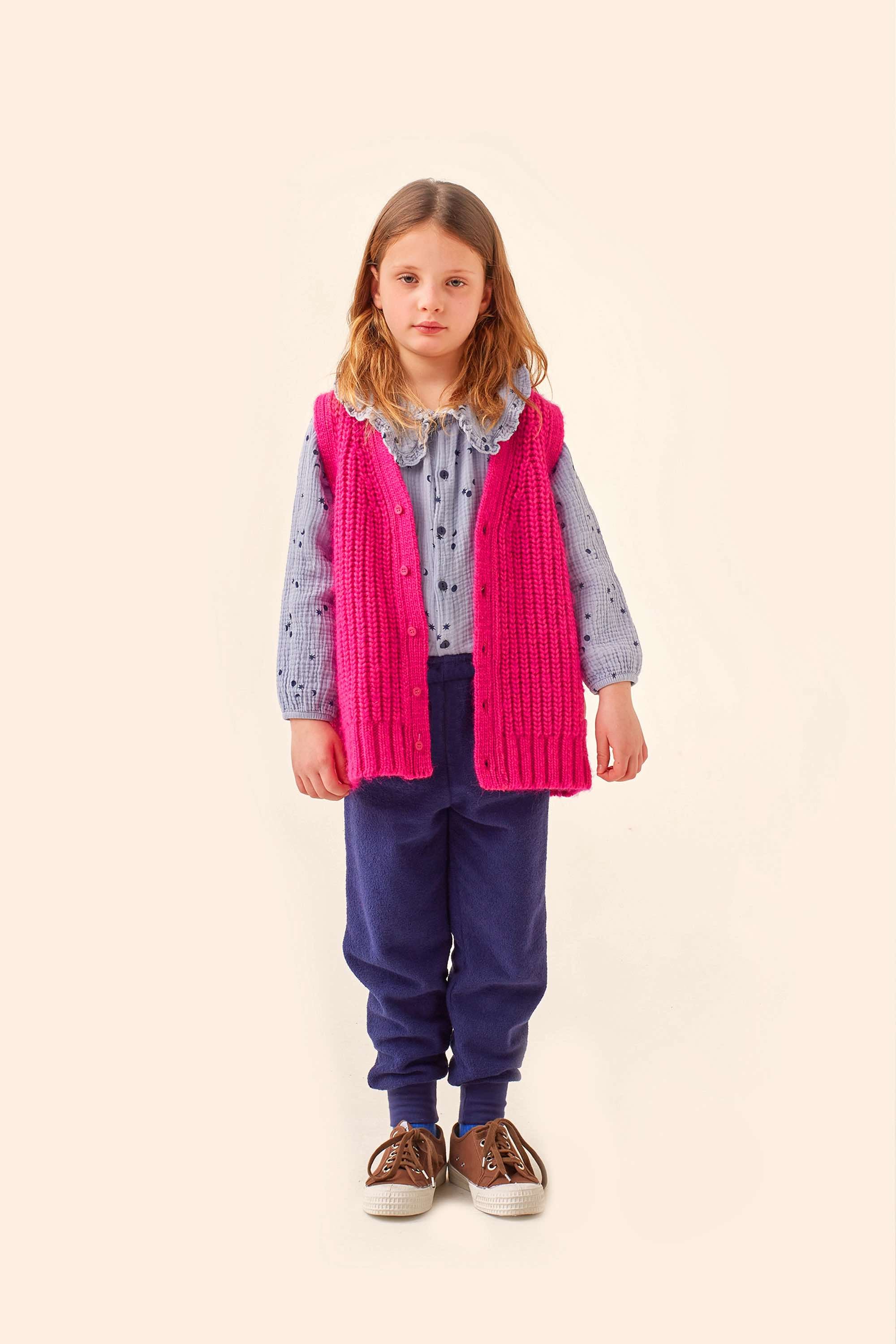 Girls Fuchsia Knit Gilet