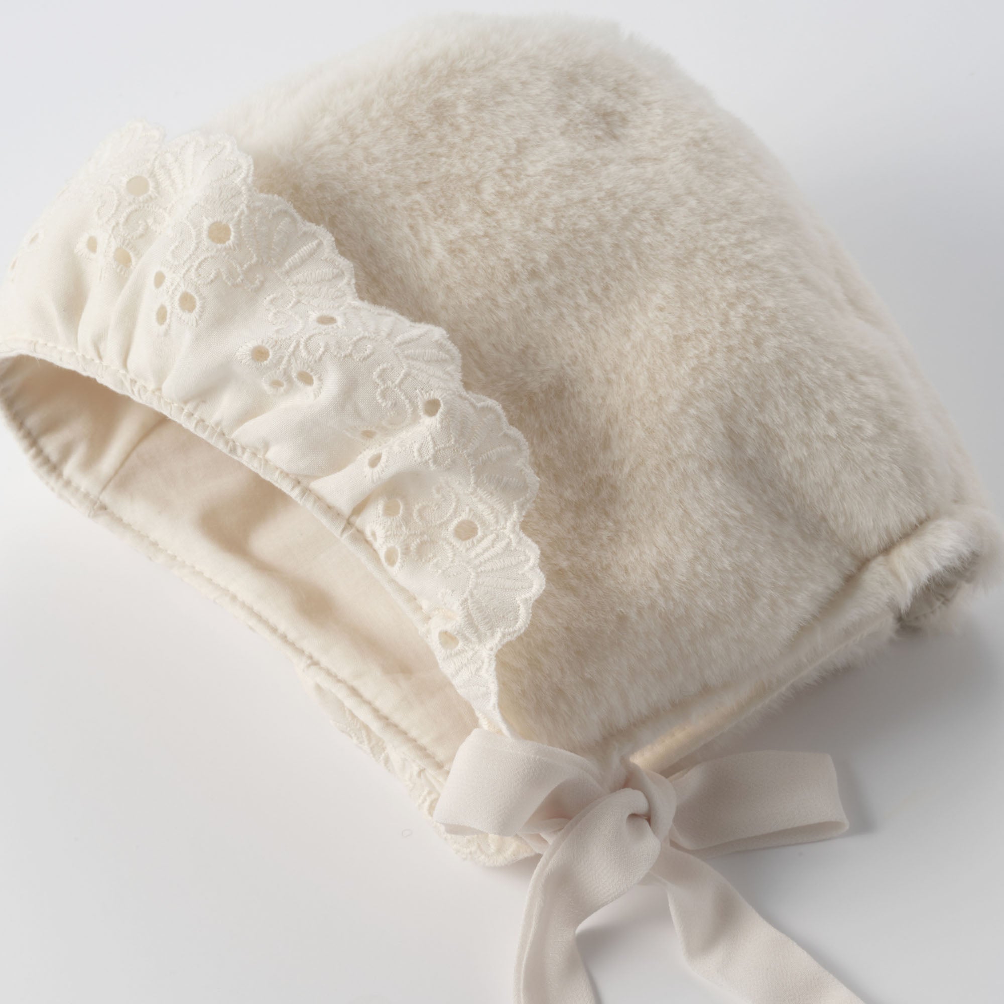 Baby Girls White Faux-Fur Hat