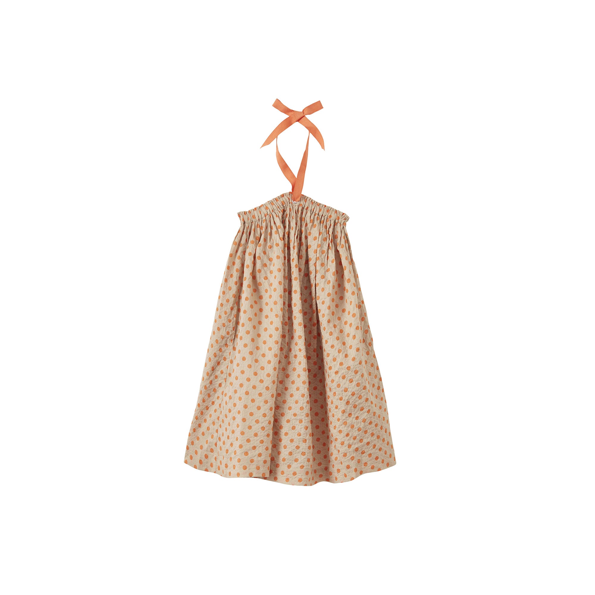Girls Orange Dots Cotton Dress